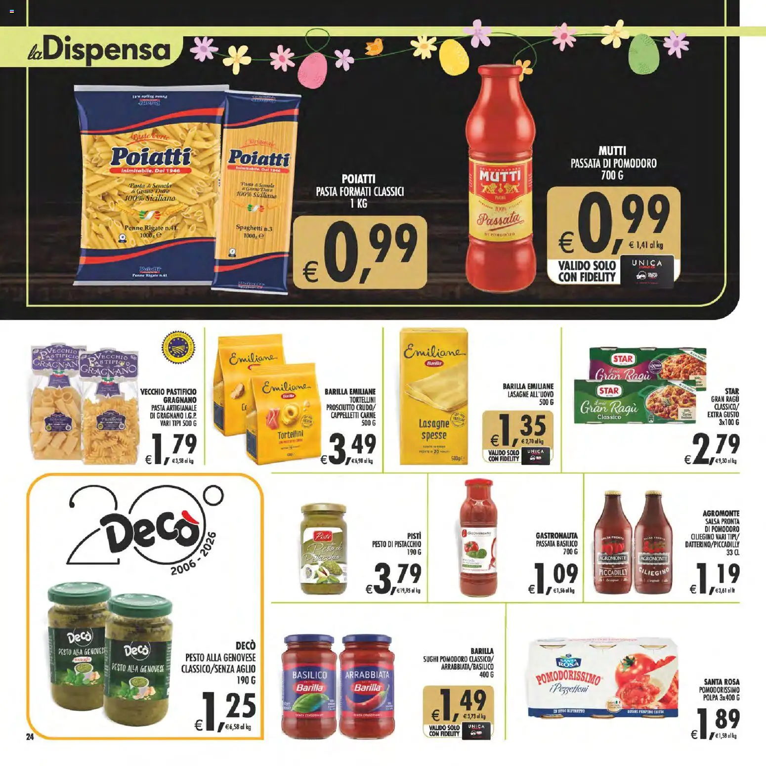 Volantino Decò del 27.03.2026 | Pagina: 24 | Prodotti: Pomodoro, Pasta, Basilico, Mutti passata