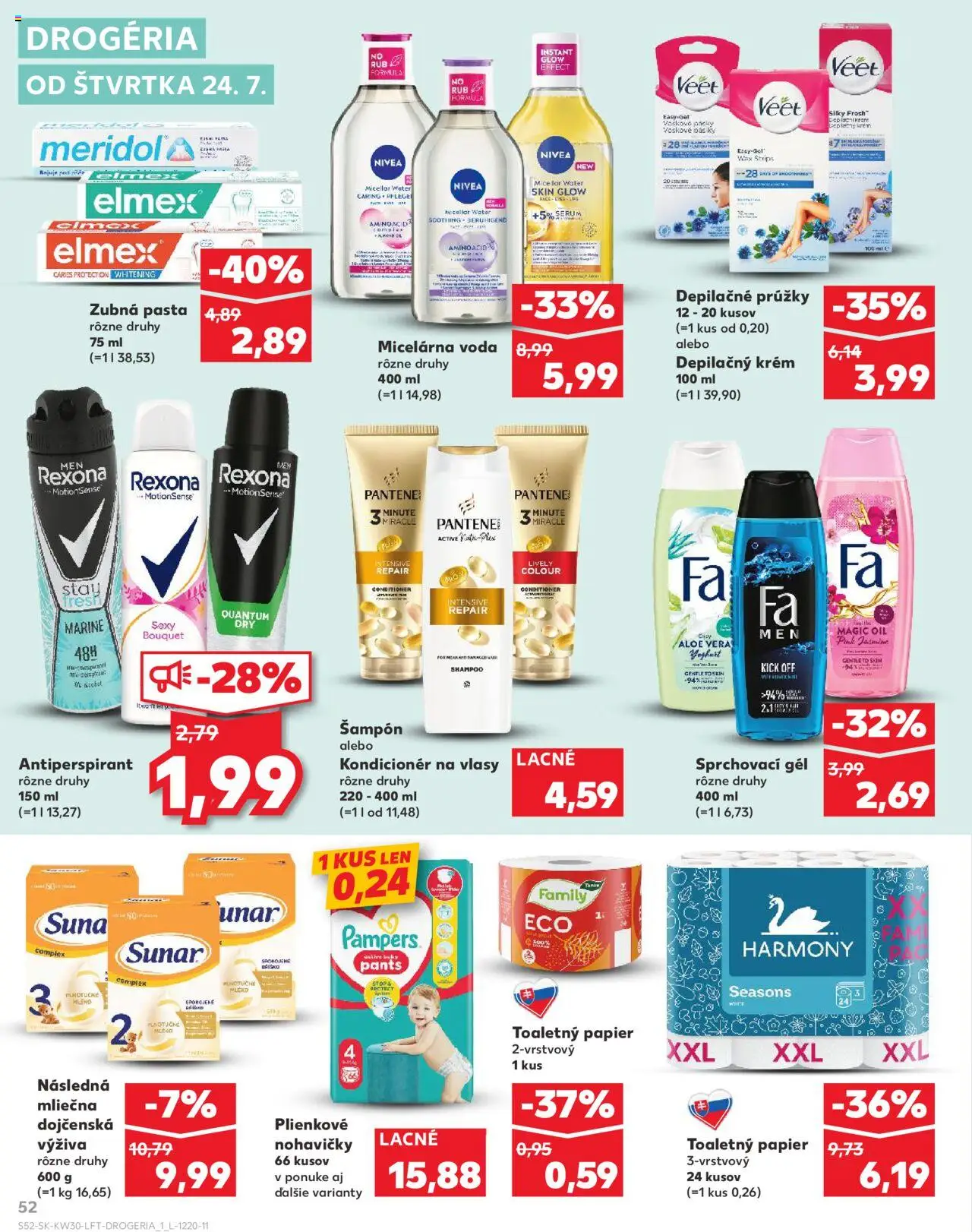 Kaufland Bratislava Zahorska Bystrica │ platný od 24.07.2025 | Strana: 52 | Produkty: Pás, Voda, Pampers
