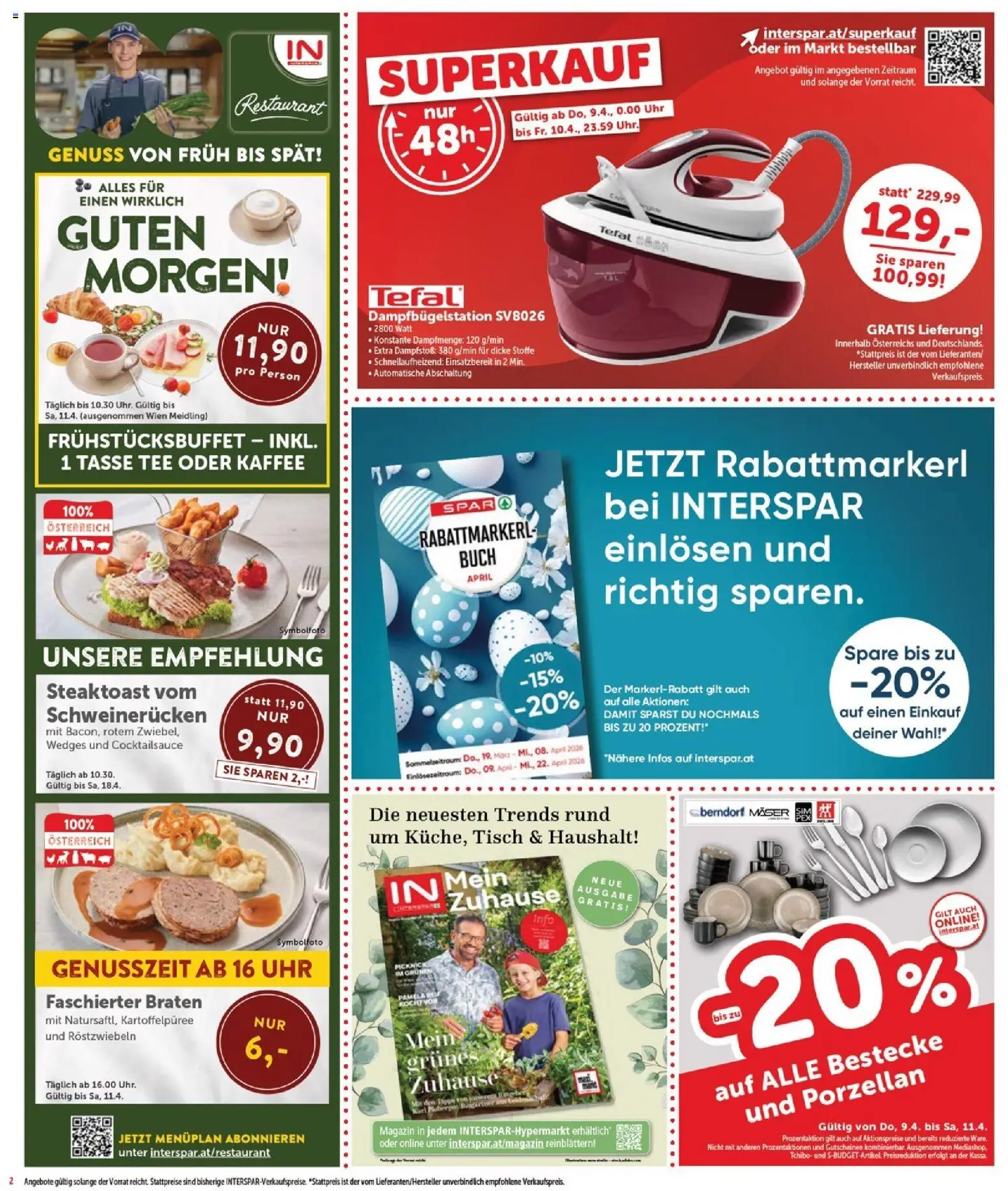 Interspar Flugblatt - Burgenland gültig ab 09.04.2026 | Seite: 2 | Produkte: Uhr, Tisch, Kaffee, Tee