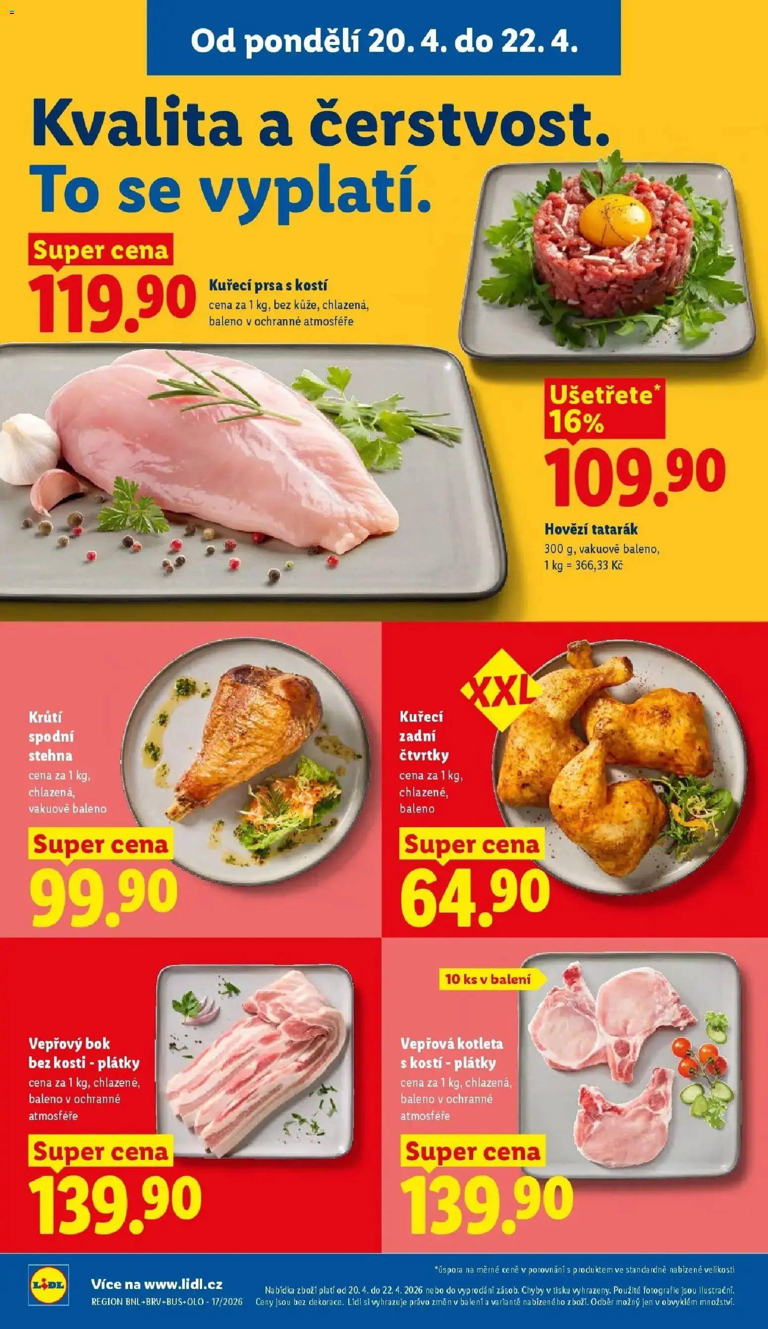 Lidl aktuální leták od 20.04.2026 | Strana: 12 | Produkty: Hovězí, Vepřový bok, Vepřový bok bez kosti, Hovězí tatarák