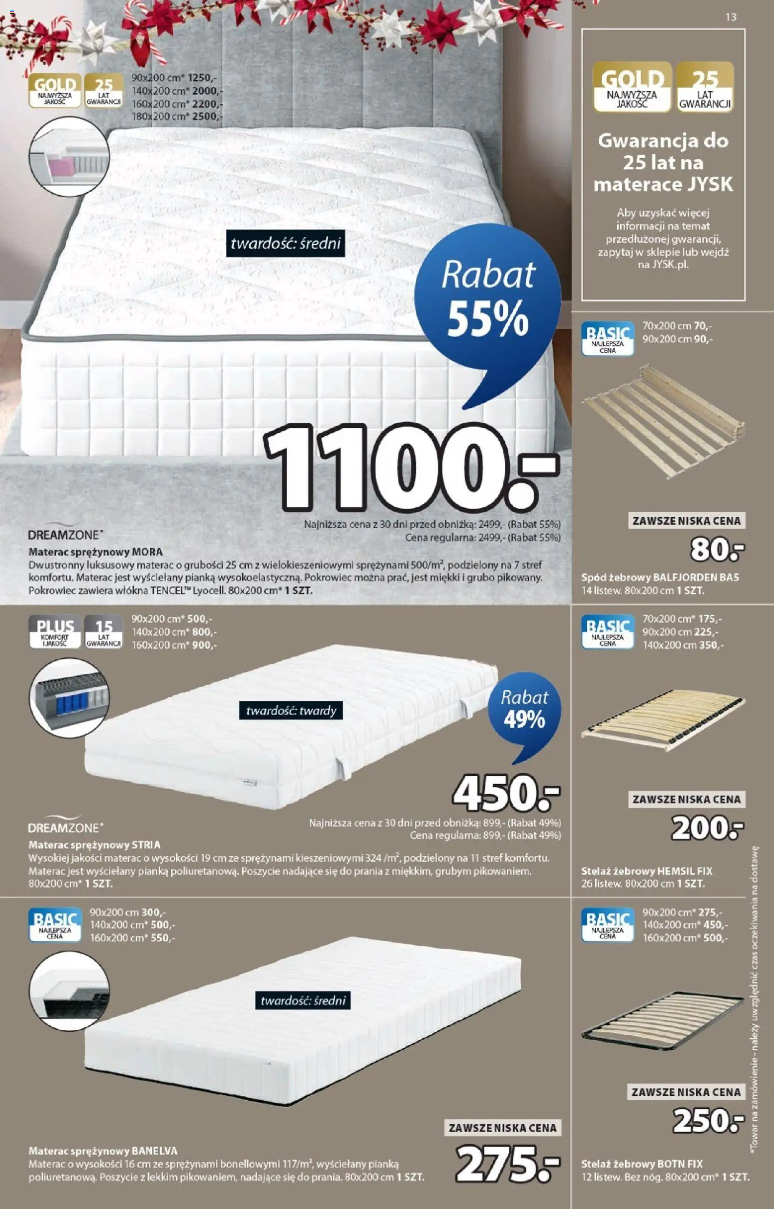 JYSK Gazetka od 10.12.2025 | Strona: 13 | Produkty: Materac
