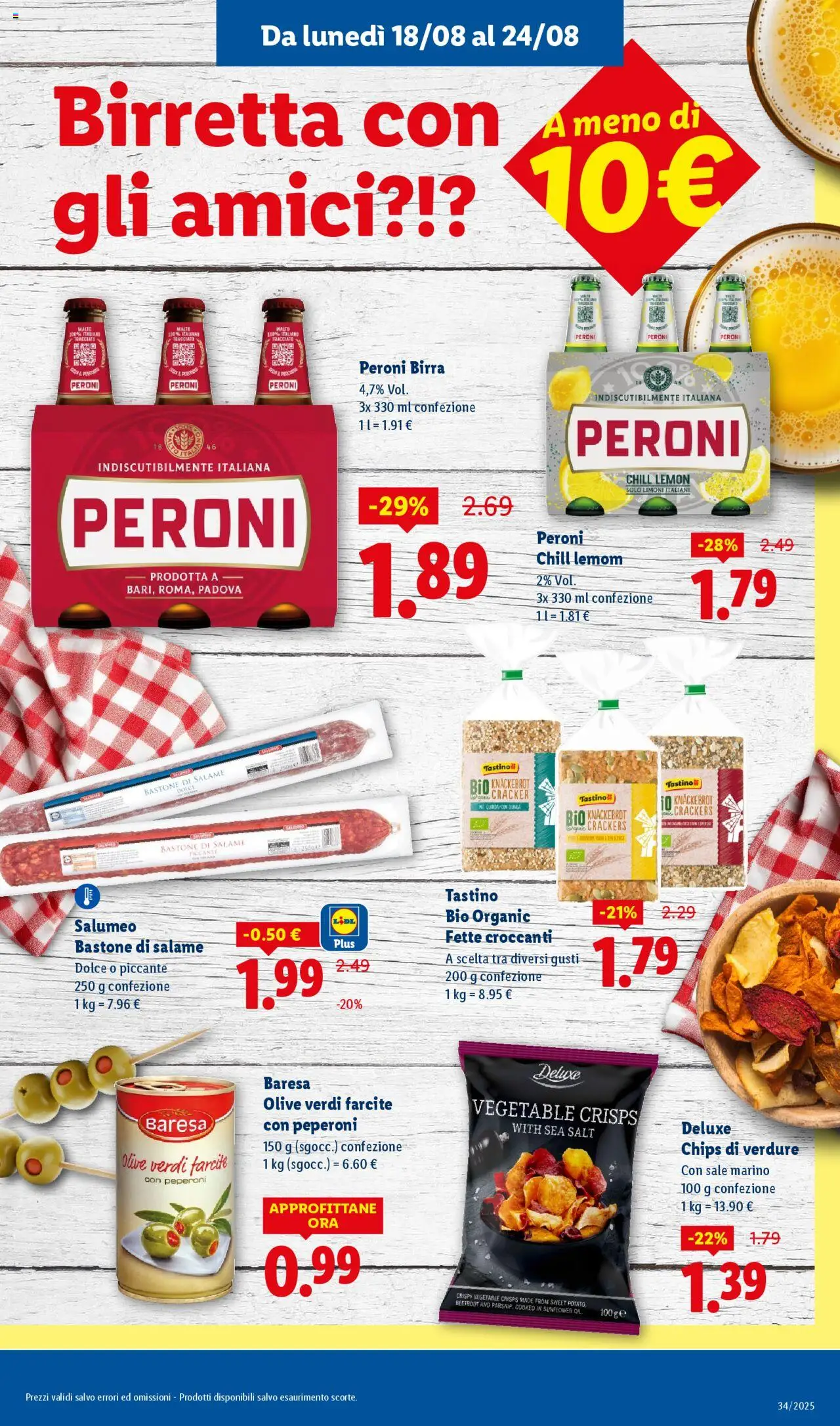 Volantino Lidl del 18.08.2025 | Pagina: 23 | Prodotti: Salame, Birra, Verdure, Sale