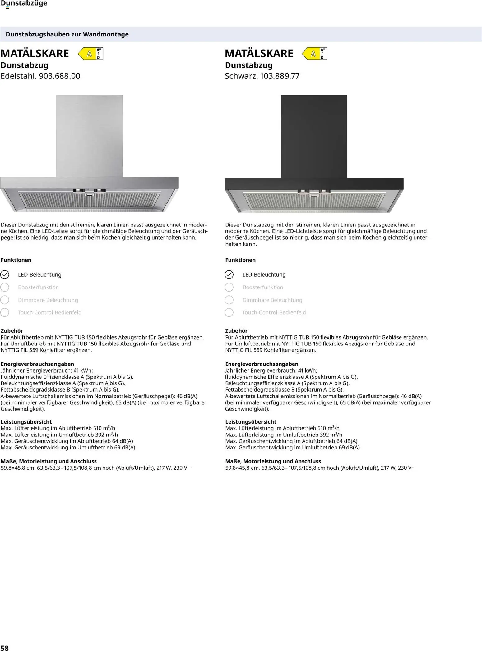 Ikea Elektrogeräte – gültig ab 02.01.2026 | Seite: 58 | Produkte: Dunstabzug