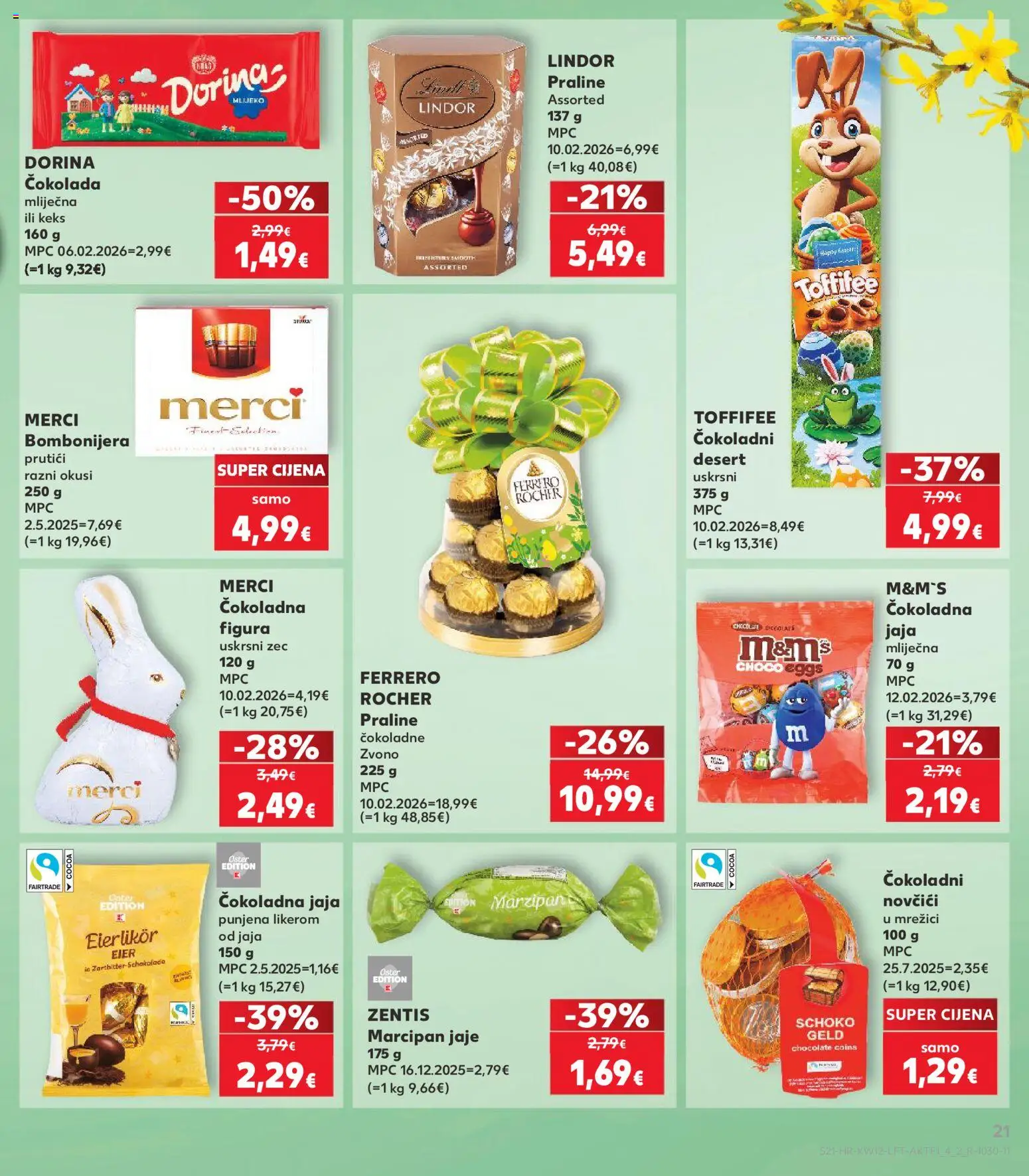 Kaufland katalog | vrijedi od 18.03.2026 | Stranica: 21 | Proizvodi: Dorina, Čokolada, Keks, Merci