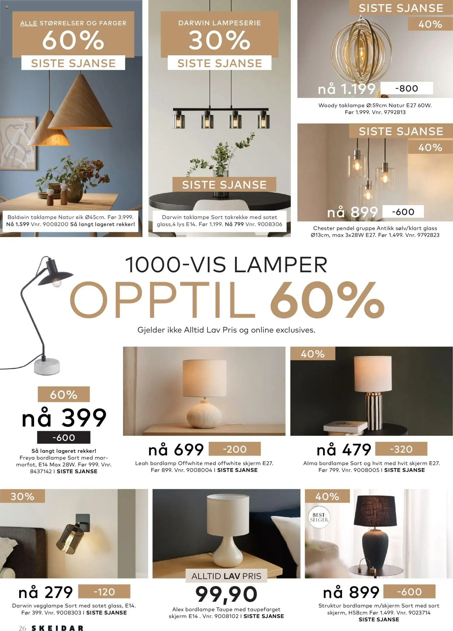 {H1} | Side: 26 | Produkter: Vegglampe, Taklampe, Skjerm, Lys