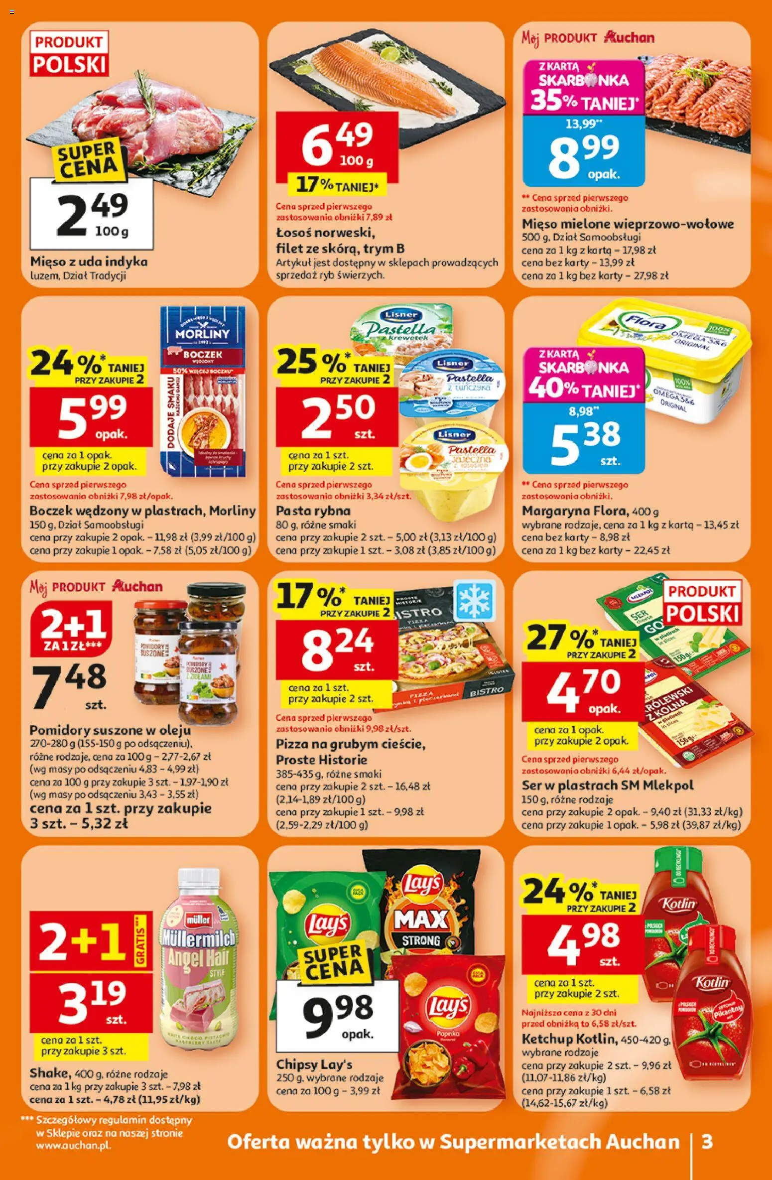 Auchan Gazetka - 30 Lat Franczyza od 15.01.2026 | Strona: 3 | Produkty: Karta, Boczek wędzony, Margaryna, Pomidory