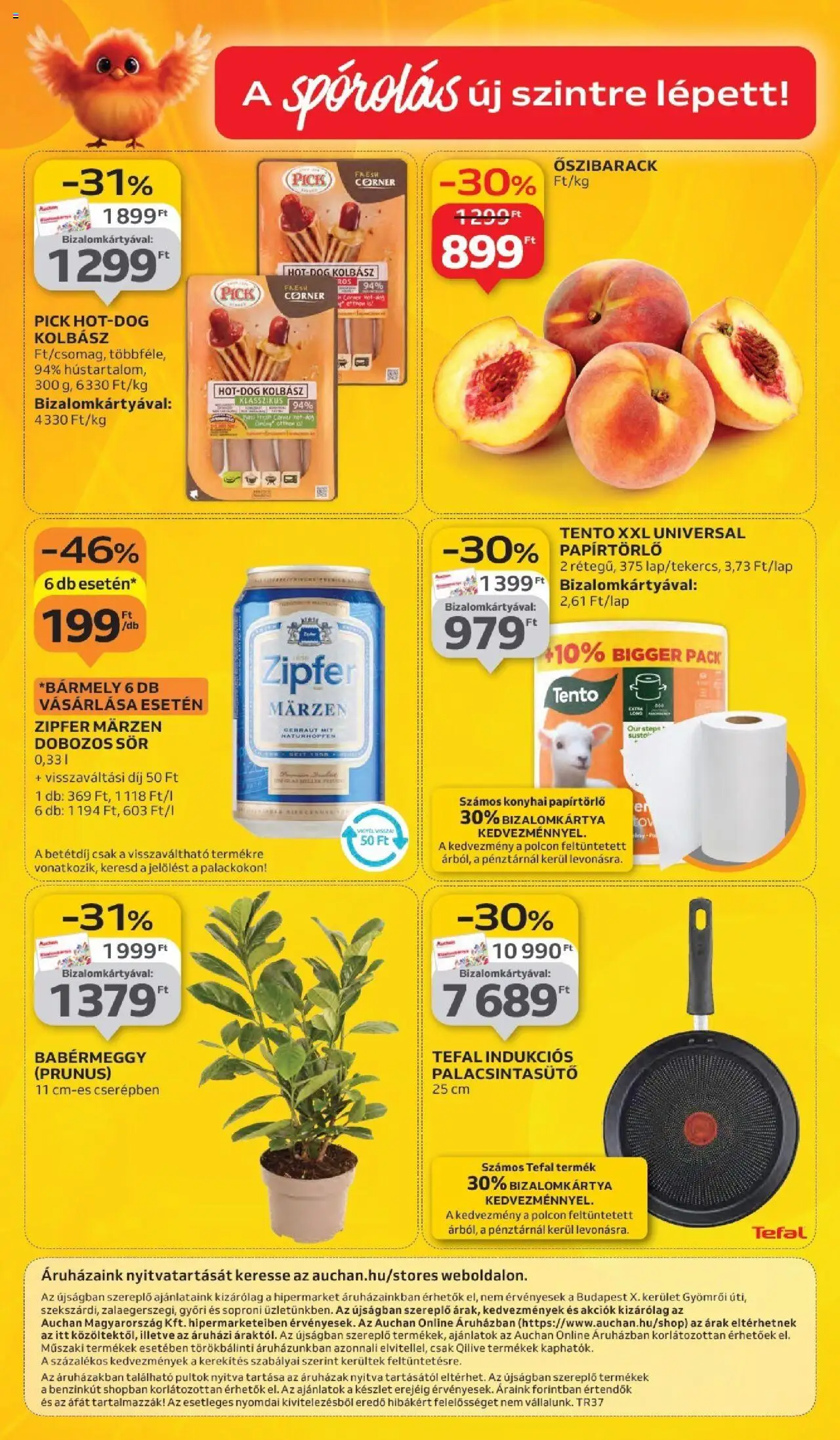 Auchan akciós ujság - amely érvényes a következő dátumtól: 11.09.2025 | Oldal: 42 | Termékek: Őszibarack, Papírtörlő, Pick, Tefal