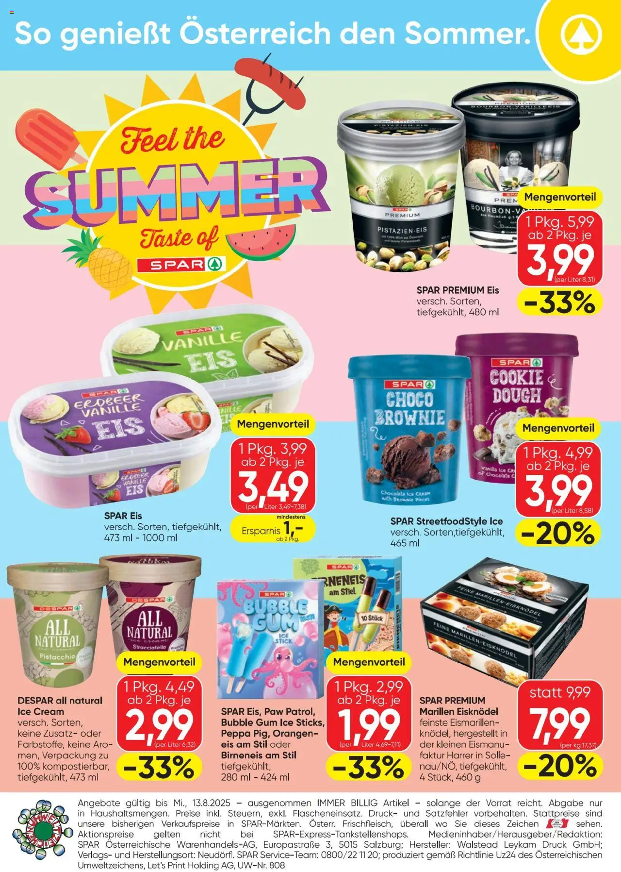 Spar Feel the Summer gültig ab 07.08.2025 | Seite: 4 | Produkte: Eis, Hut, Orangen