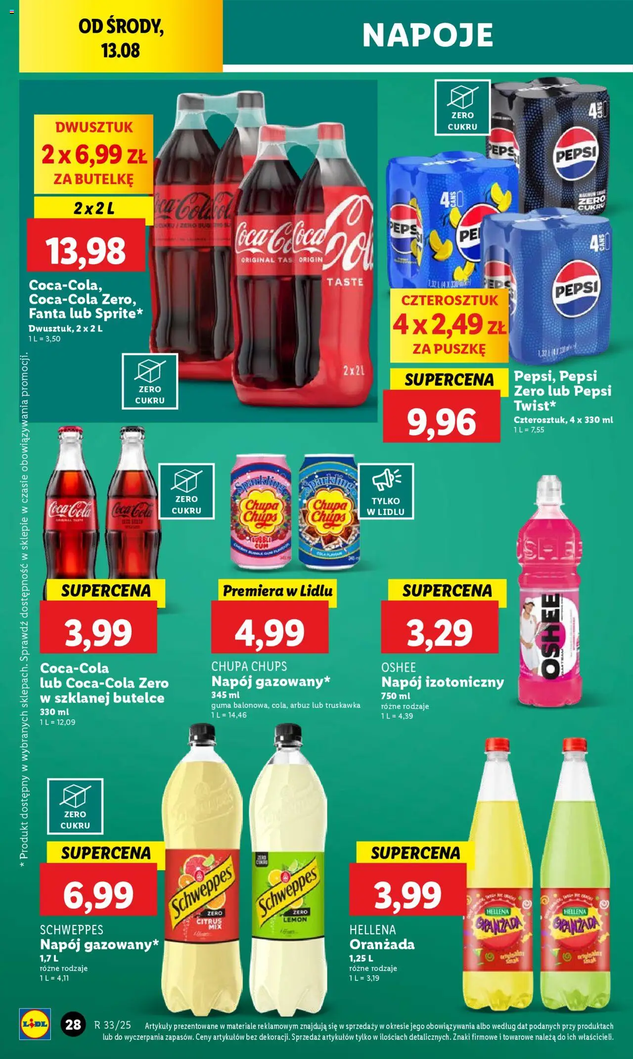 Lidl Gazetka od 13.08.2025 | Strona: 30 | Produkty: Arbuz, Napoje, Pepsi, Oranżada hellena