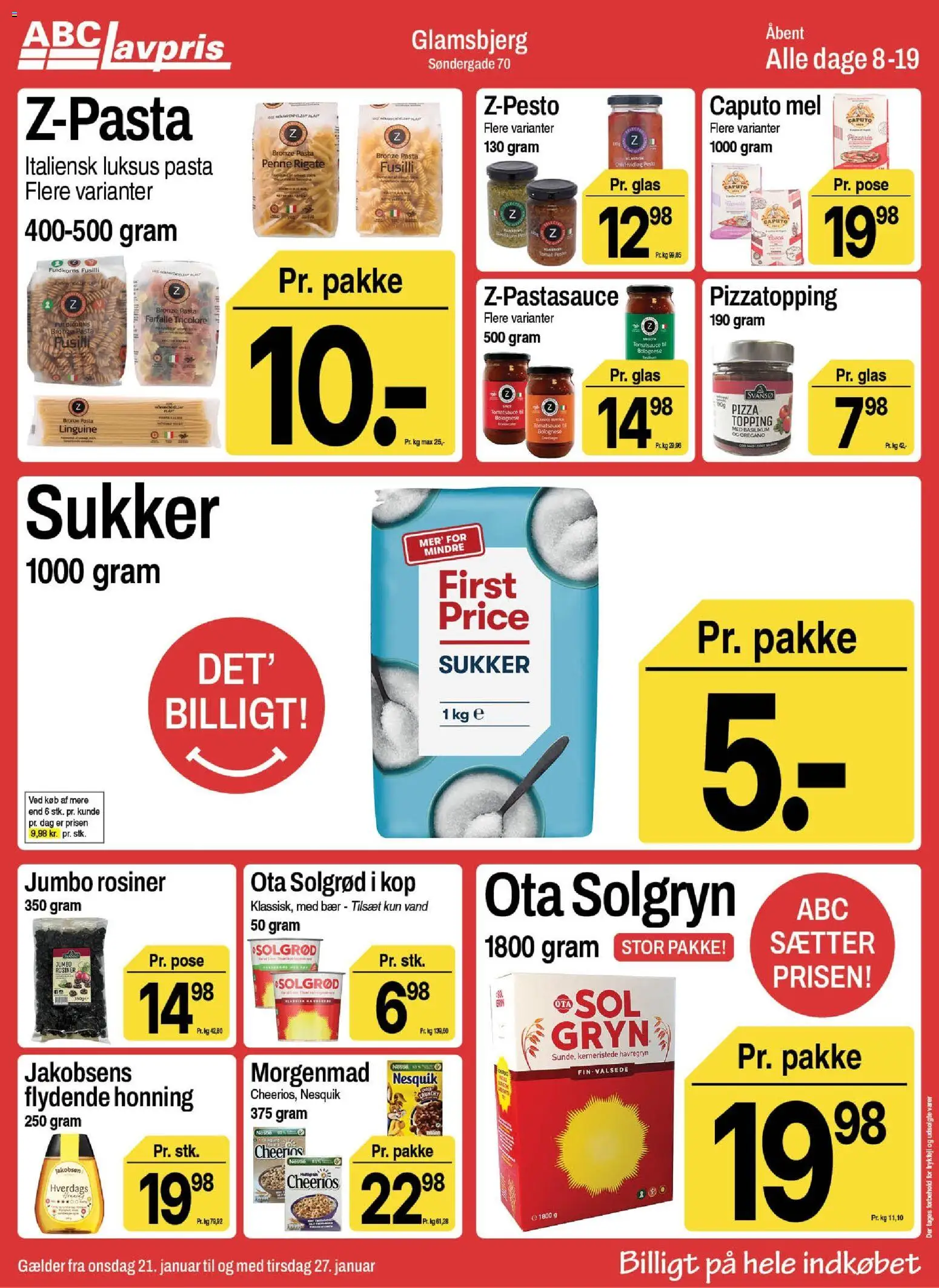 Abc Lavpris tilbudsavis – gyldig fra 21.01.2026 | Side: 7 | Produkter: Mel, Sukker, Oregano, Basilikum