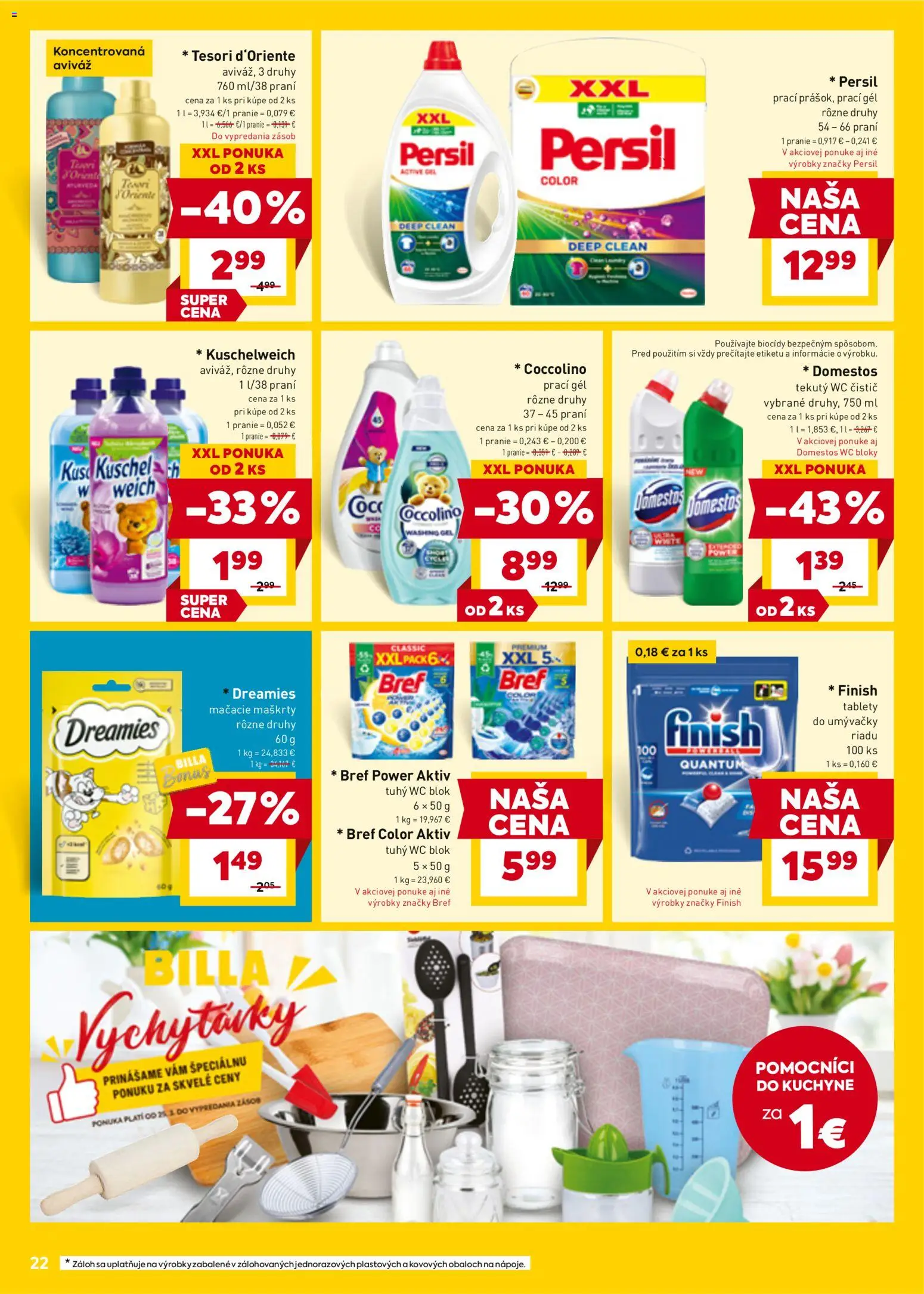 Nové Billa akcie – leták je platný od 25.03.2026 | Strana: 24 | Produkty: Aviváž, Kuchyne, Wc blok, Coccolino