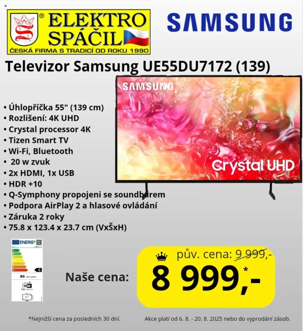 Elektro Spáčil leták - Slevy od 06.08.2025 | Strana: 4 | Produkty: Televizor, Tv, Samsung, USB