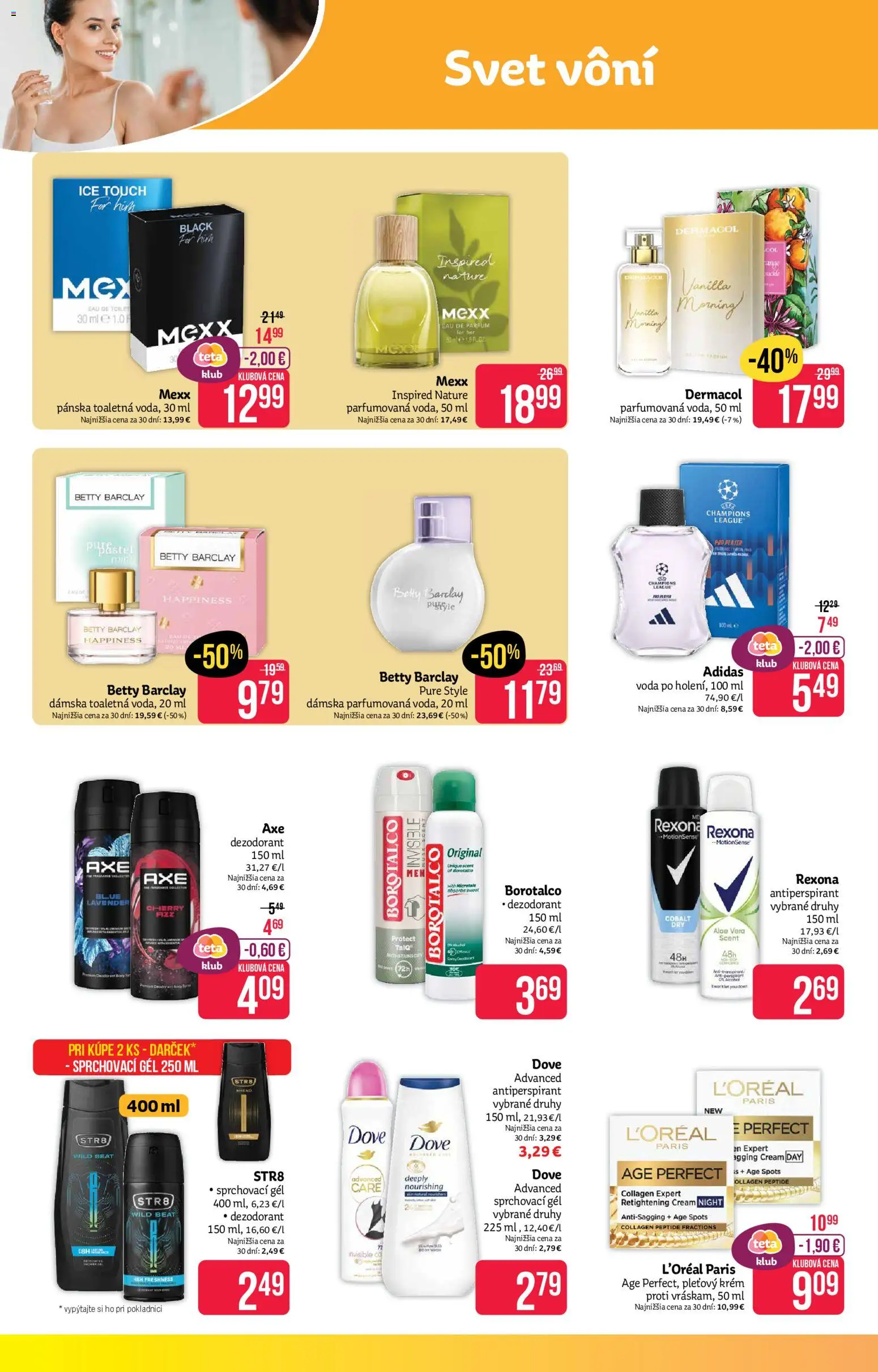 Nové Teta drogerie akcie – leták je platný od 27.04.2026 | Strana: 4 | Produkty: Antiperspirant, Krém, Adidas, Voda