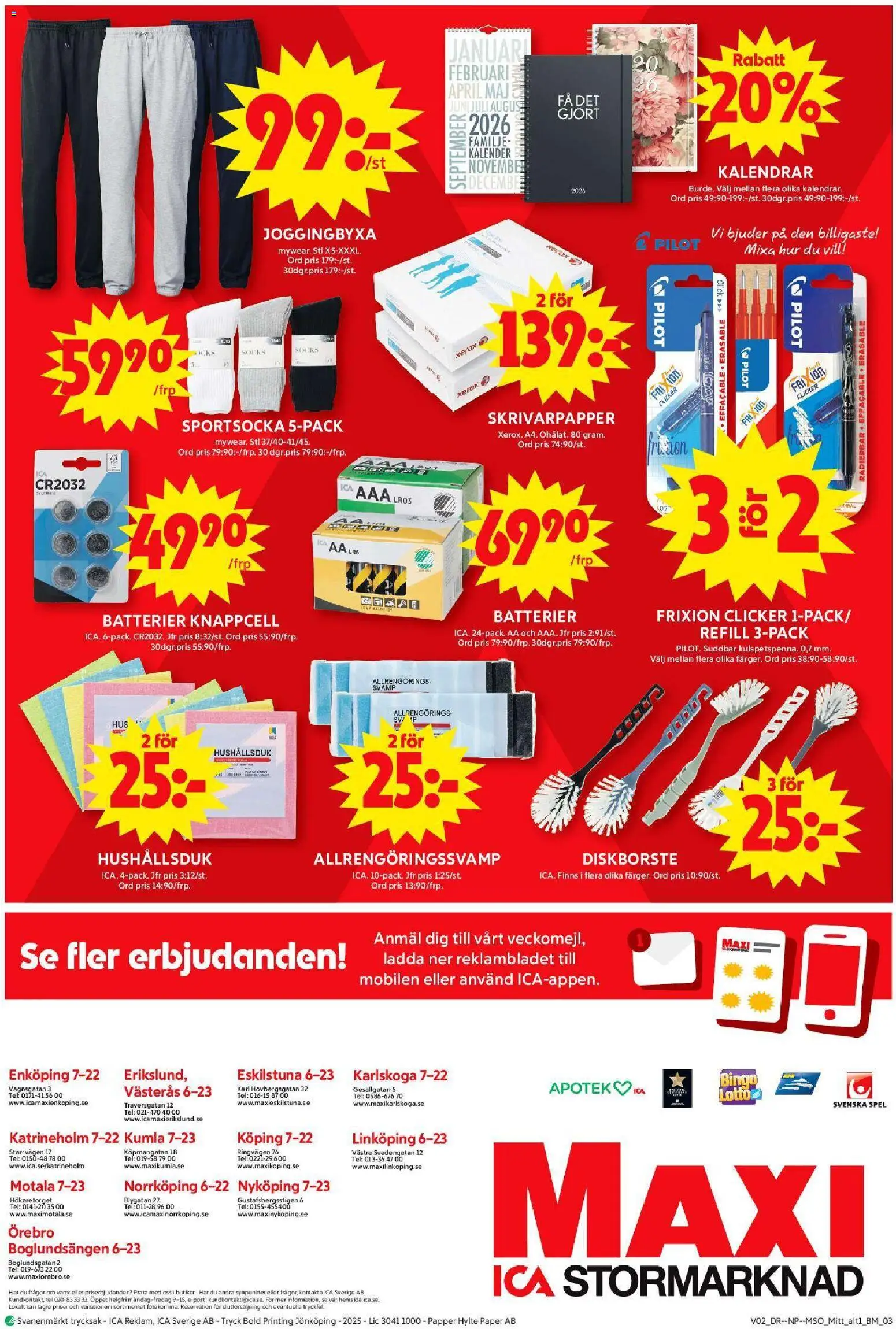 ICA Maxi reklamblad aktuell från 05.01.2026 | Sida: 10 | Produkter: Batterier, Svamp, Spel, Kalender