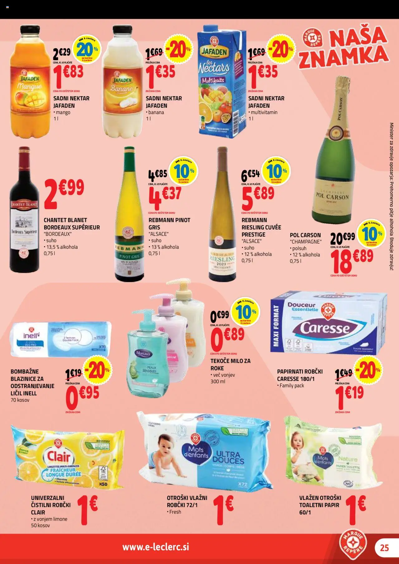 E.leclerc katalog │ velja od 13.08.2025 | Stran: 25 | Izdelki: Toaletni papir, Robčki, Milo, Banane