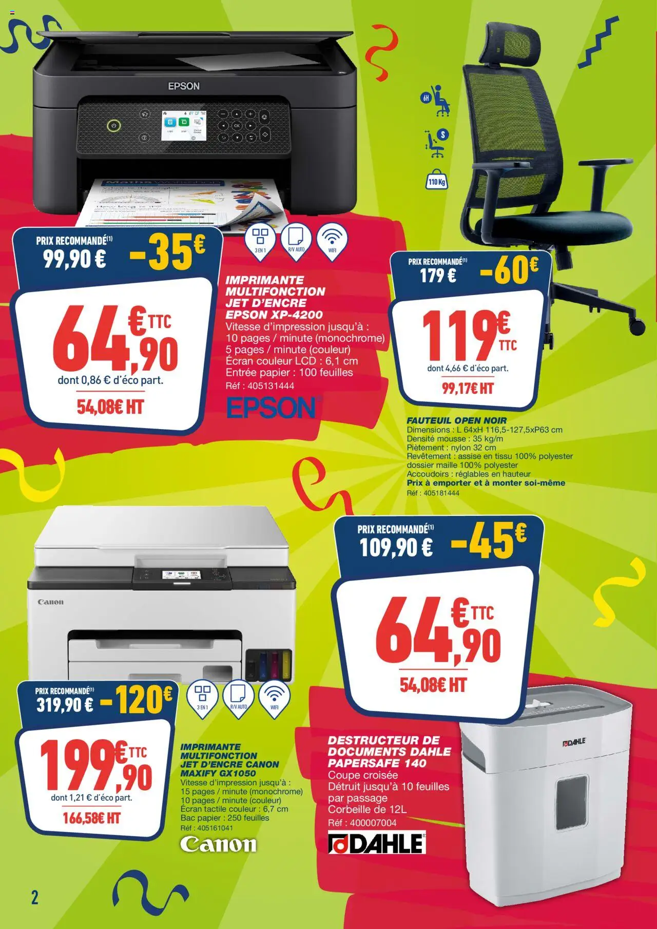 {H1} | Page: 2 | Produits: Imprimante, Mousse, Fauteuil