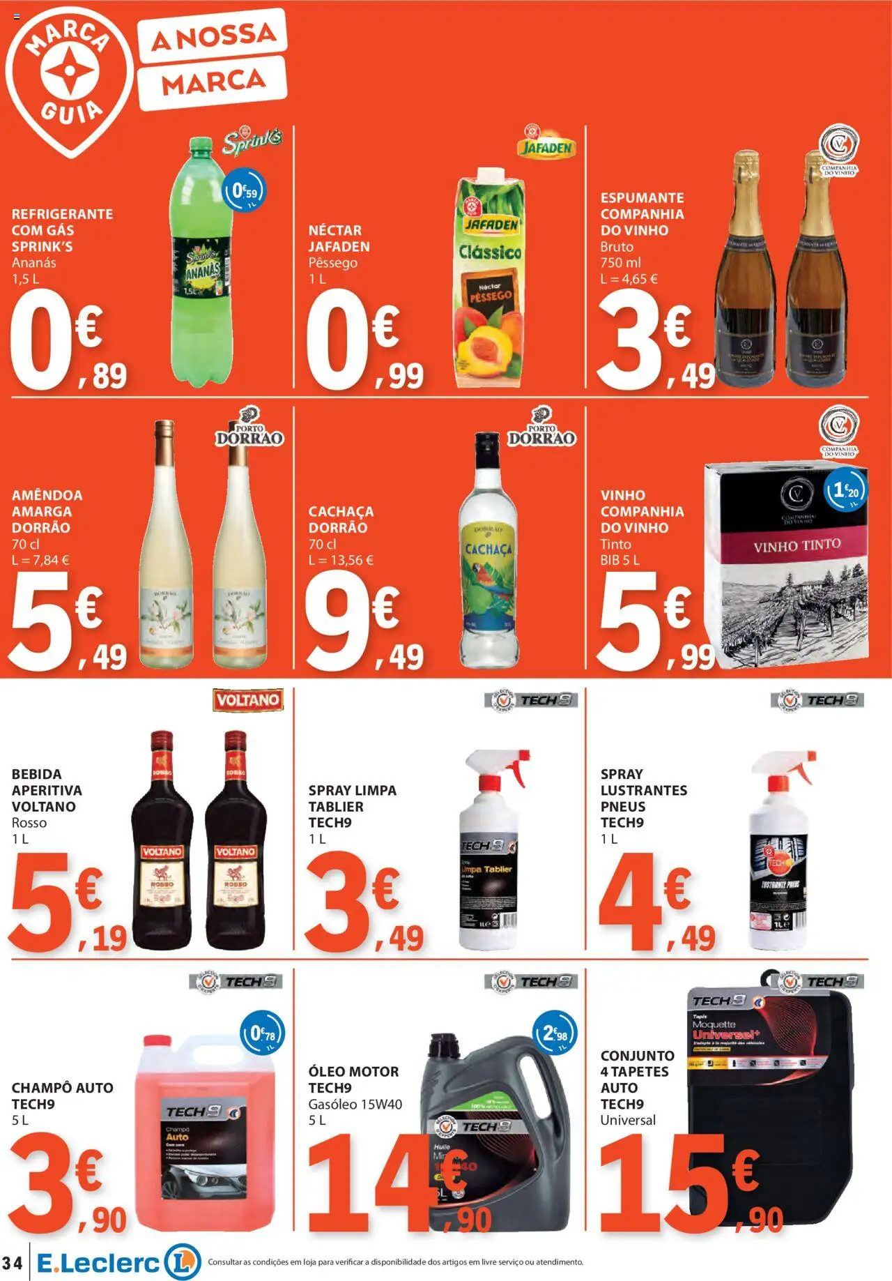 E.Leclerc folheto │ válido de 11.09.2025 | Página: 34 | Produtos: Cachaça, Óleo, Vinho, Bebida