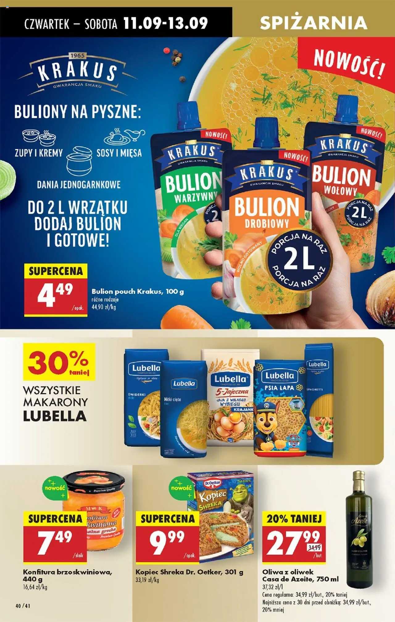 Biedronka gazetka - Oferta w tym tygodniu od 11.09.2025 | Strona: 42 | Produkty: Bulion drobiowy, Oliwa z oliwek, Makaron, Jaja