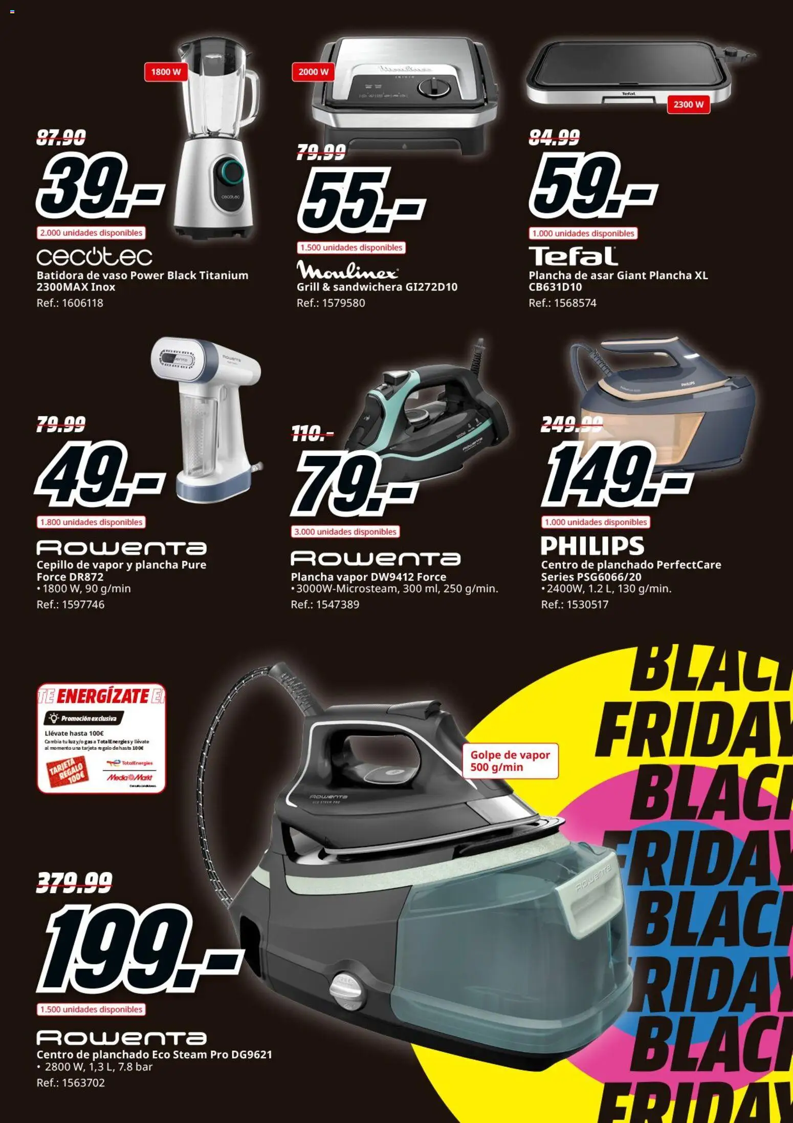 Media Markt Black Friday │ válido desde el 21.11.2025 | Página: 28 | Productos: Té, Plancha, Batidora, Sandwichera