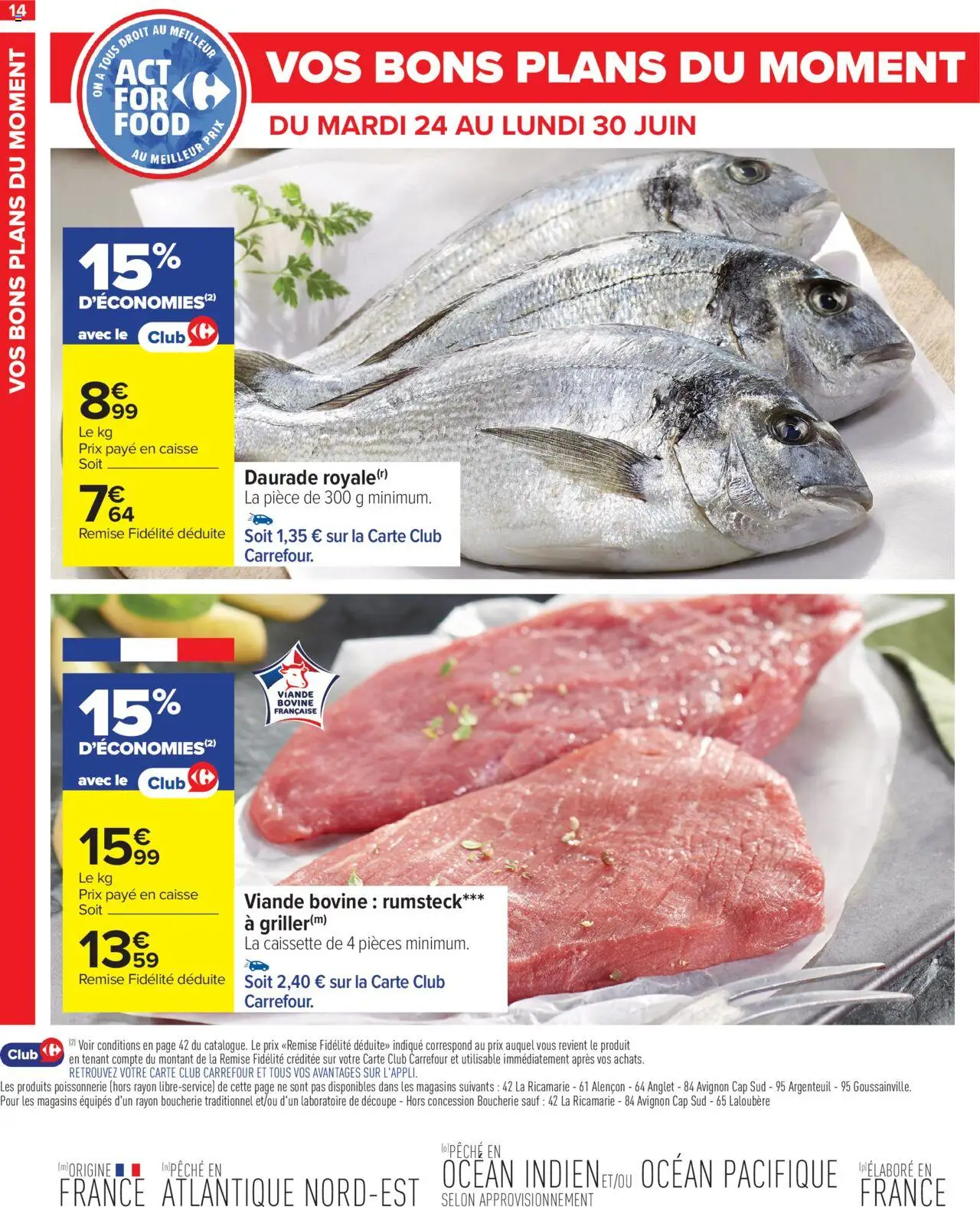  | Page: 16 | Produits: Daurade, Poissonnerie, Rumsteck, Viande bovine