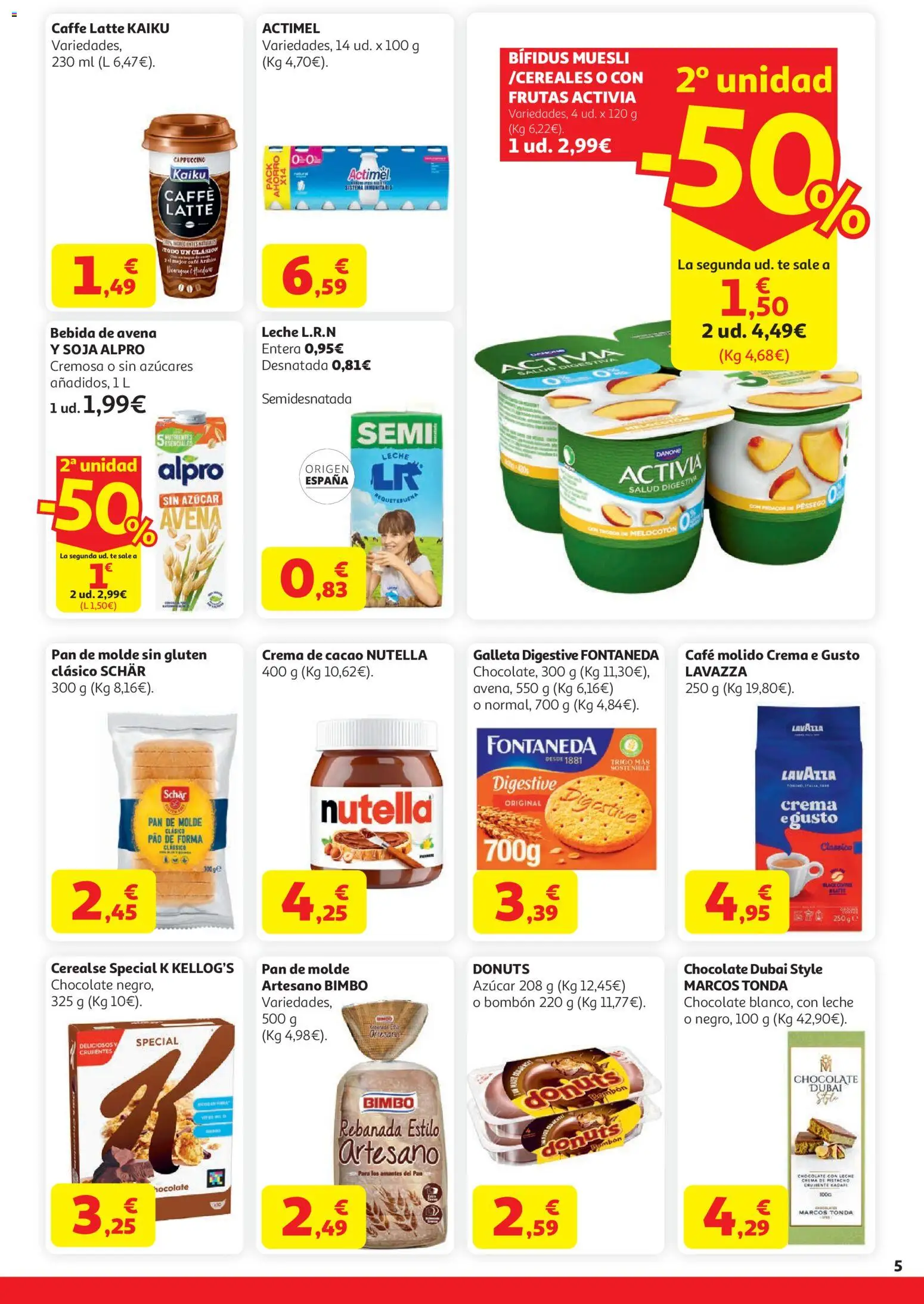 Alcampo Supermercado Nacional │ válido desde el 21.04.2026 | Página: 5 | Productos: Chocolate, Crema de cacao, Chocolate con leche, Bebida de avena