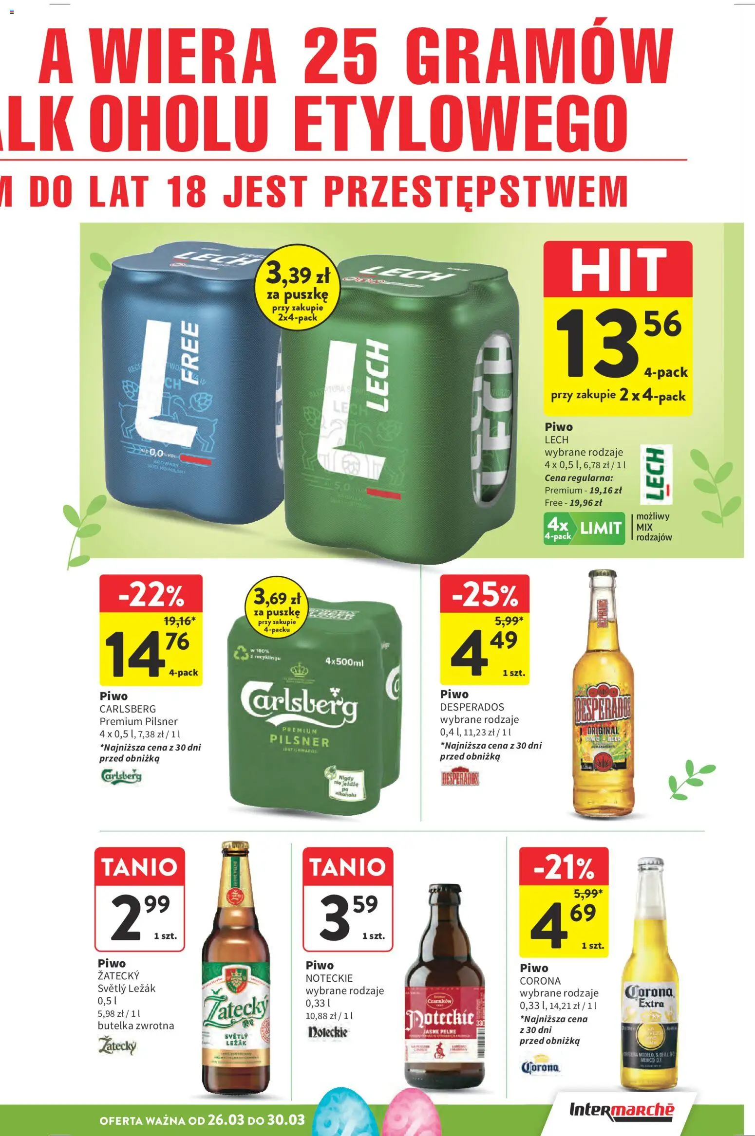 Intermarche gazetka od 26.03.2026 | Strona: 41 | Produkty: Leżak, Piwo Carlsberg, Piwo