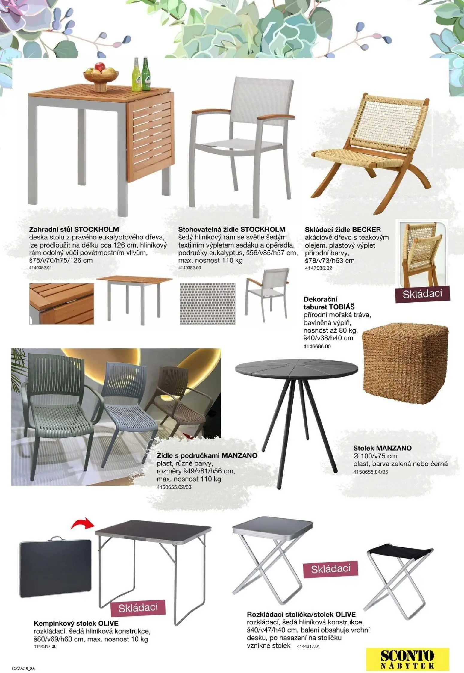 Sconto nábytek katalog - Zahradní speciál od 01.01.2026 | Strana: 85 | Produkty: Taburet, Nábytek, Stolek, Stůl