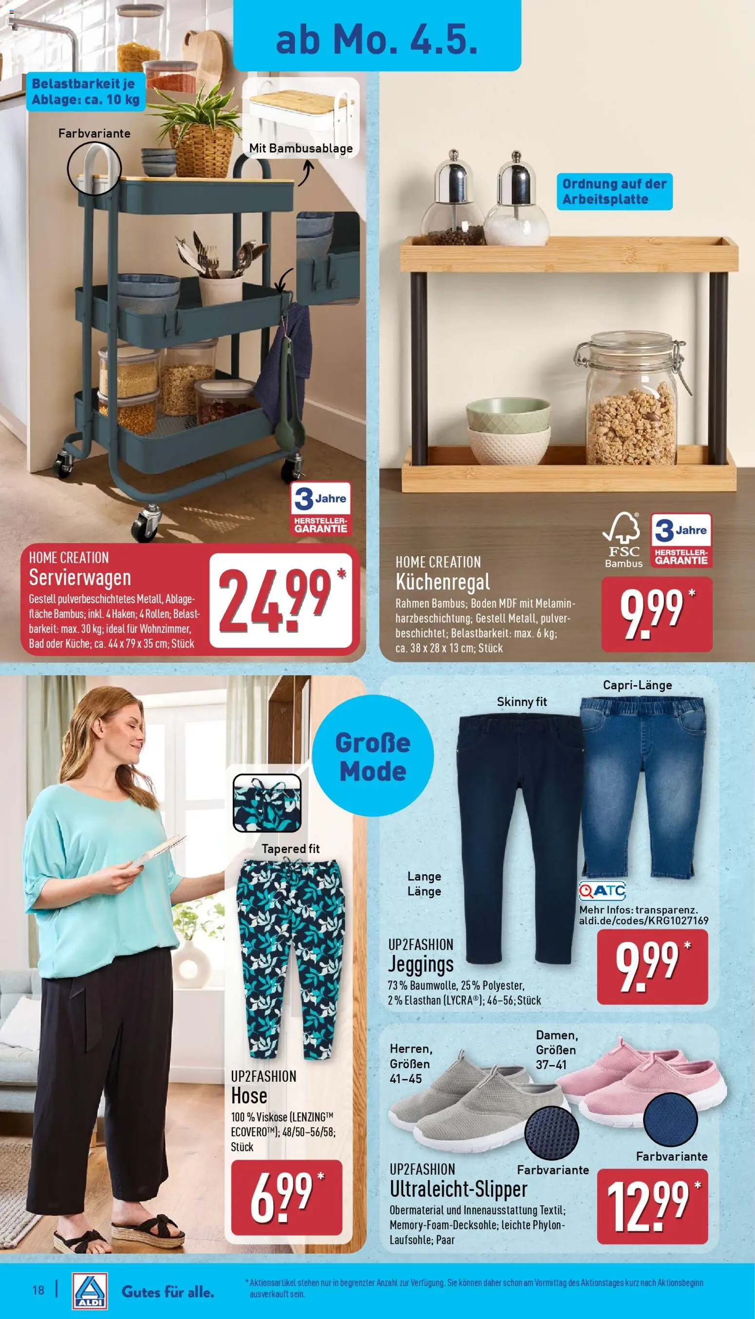 Aldi Prospekt 	 – gültig ab 04.05.2026 | Seite: 18 | Produkte: Up2fashion, Servierwagen, Bad, Hose
