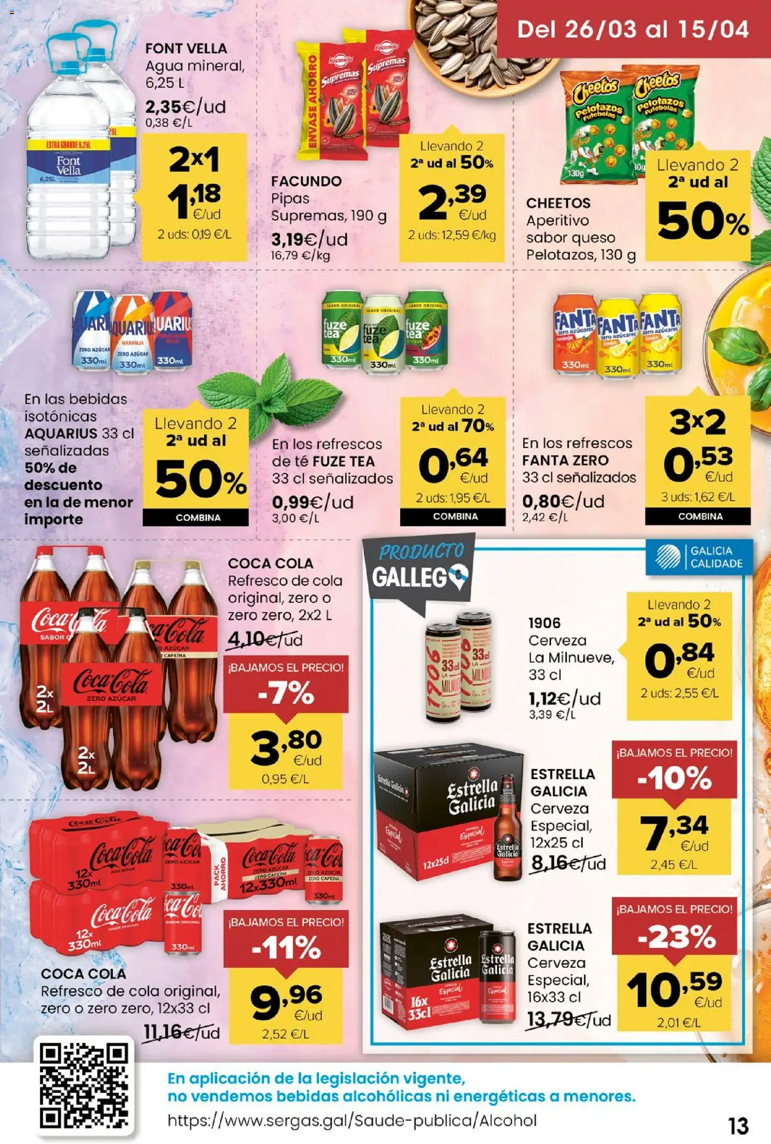 Eroski folleto │ válido desde el 26.03.2026 | Página: 13 | Productos: Σφουγγαρίστρα, Queso, Cerveza, Té