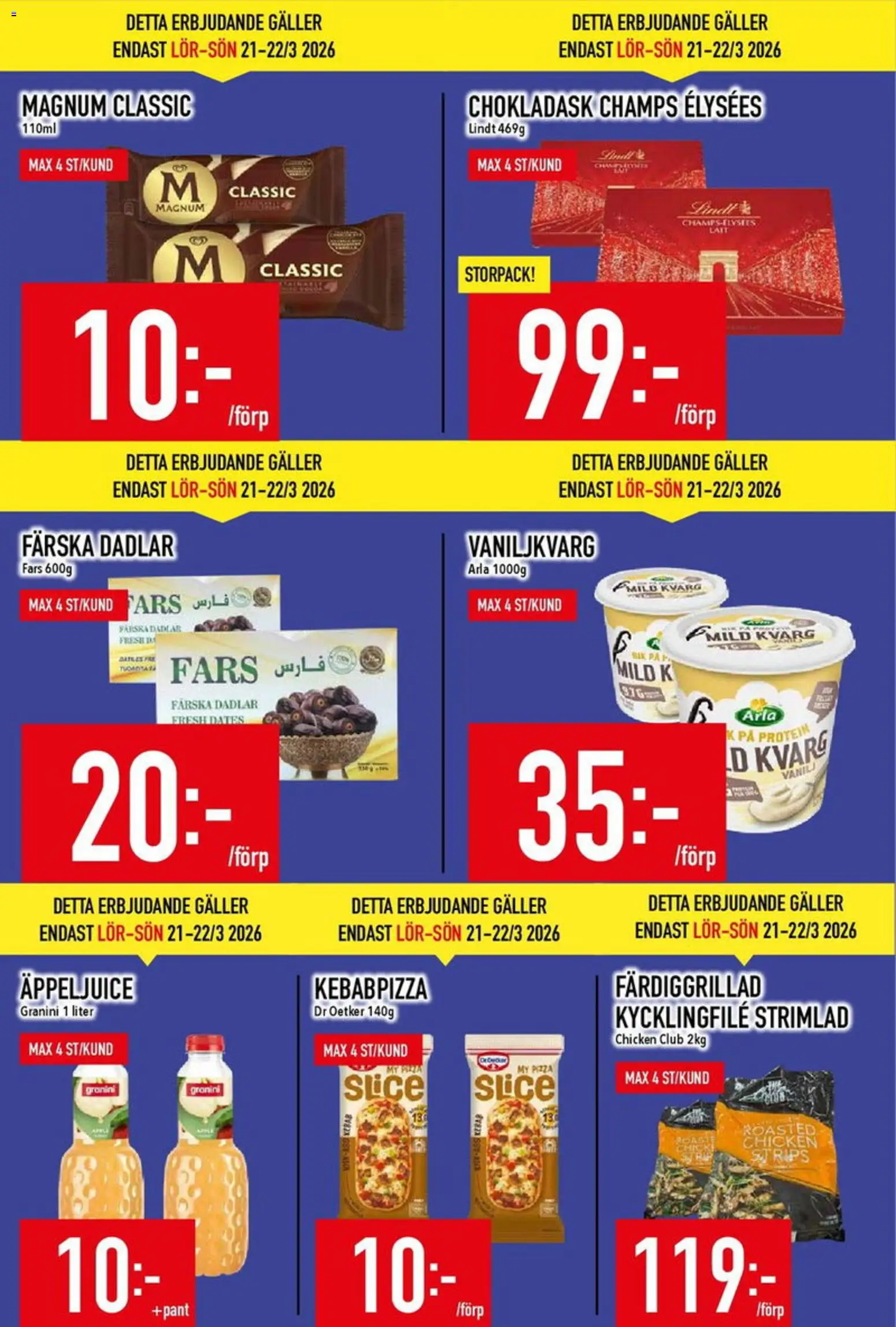 Matdax reklamblad aktuell från 23.03.2026 | Sida: 6 | Produkter: Kycklingfile, Galler, Pizza, Kvarg