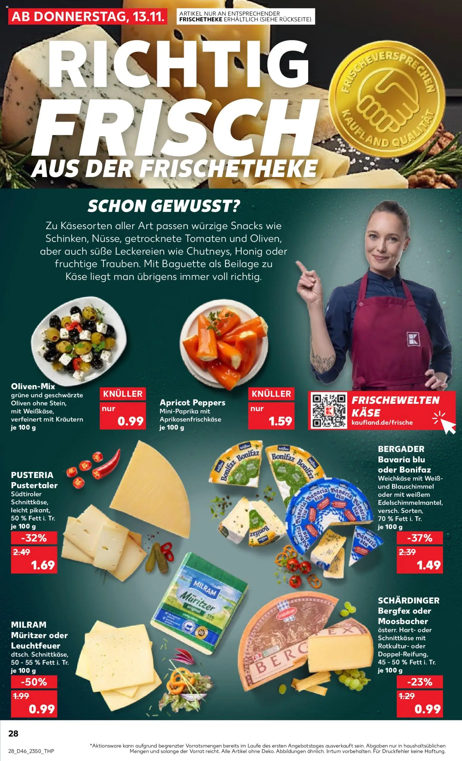Kaufland prospekt Völklingen	 – gültig ab 13.11.2025 | Seite: 28 | Produkte: Käse, Baguette, Tomaten, Milram