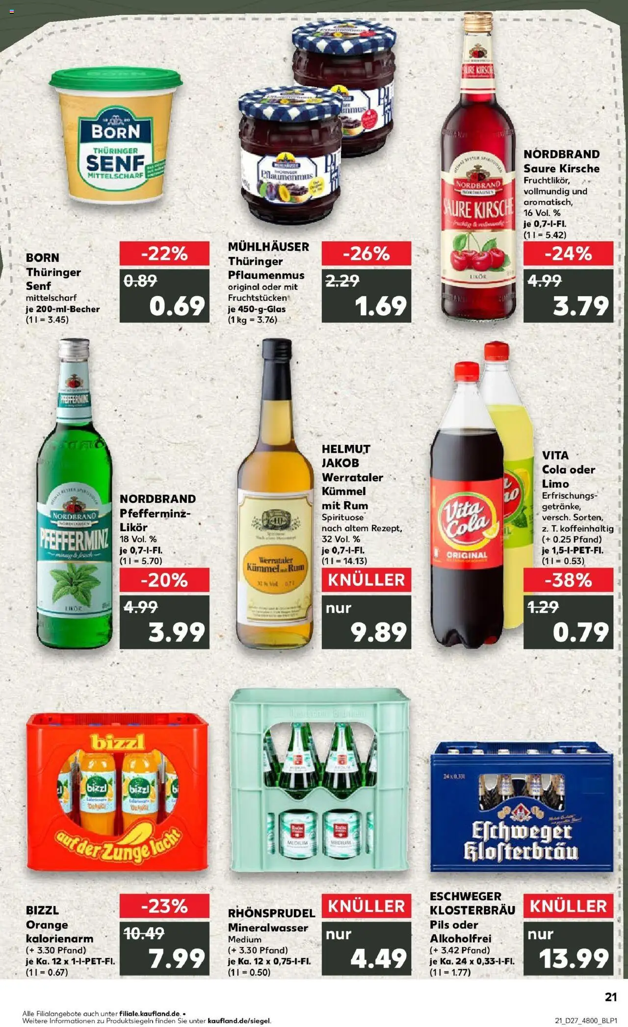 Kaufland prospekt Eschwege	 - gültig ab dem 03.07.2025 | Seite: 21 | Produkte: Cola, Likör, Pils, Rhonsprudel