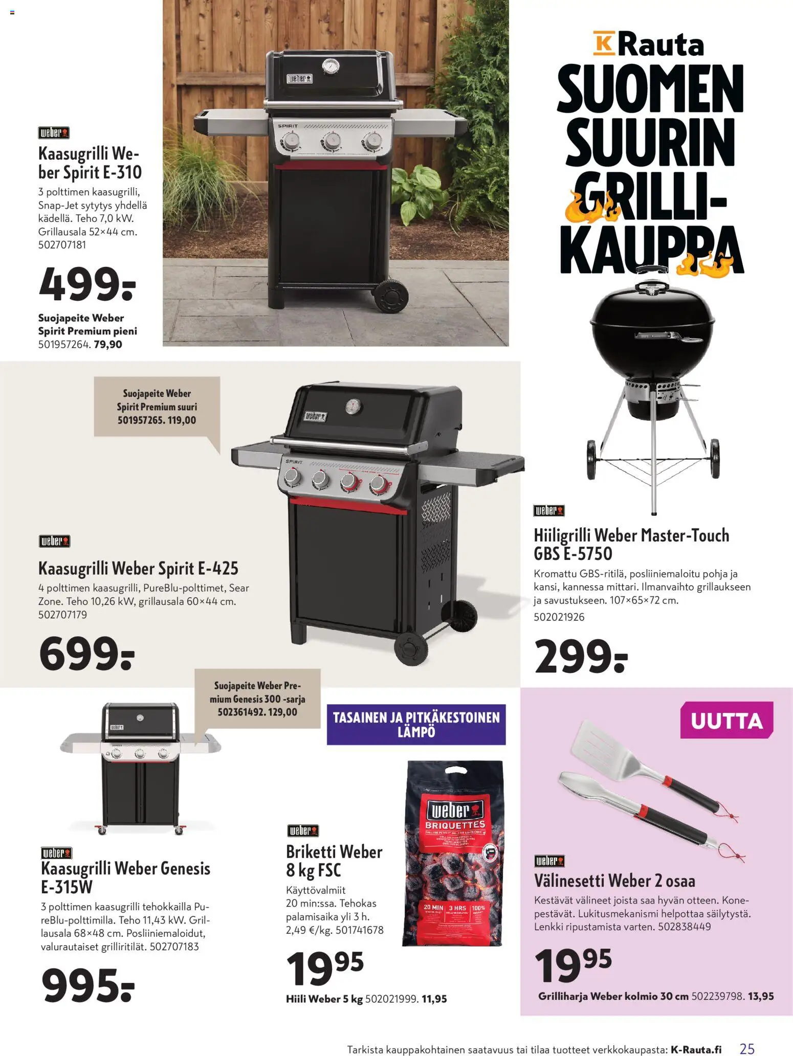 K-Rauta tarjoukset – voimassa 15.04.2026 alkaen | Sivu: 25 | Tuotteet: Briketti, Kaasugrilli, Grilliharja, Hiiligrilli