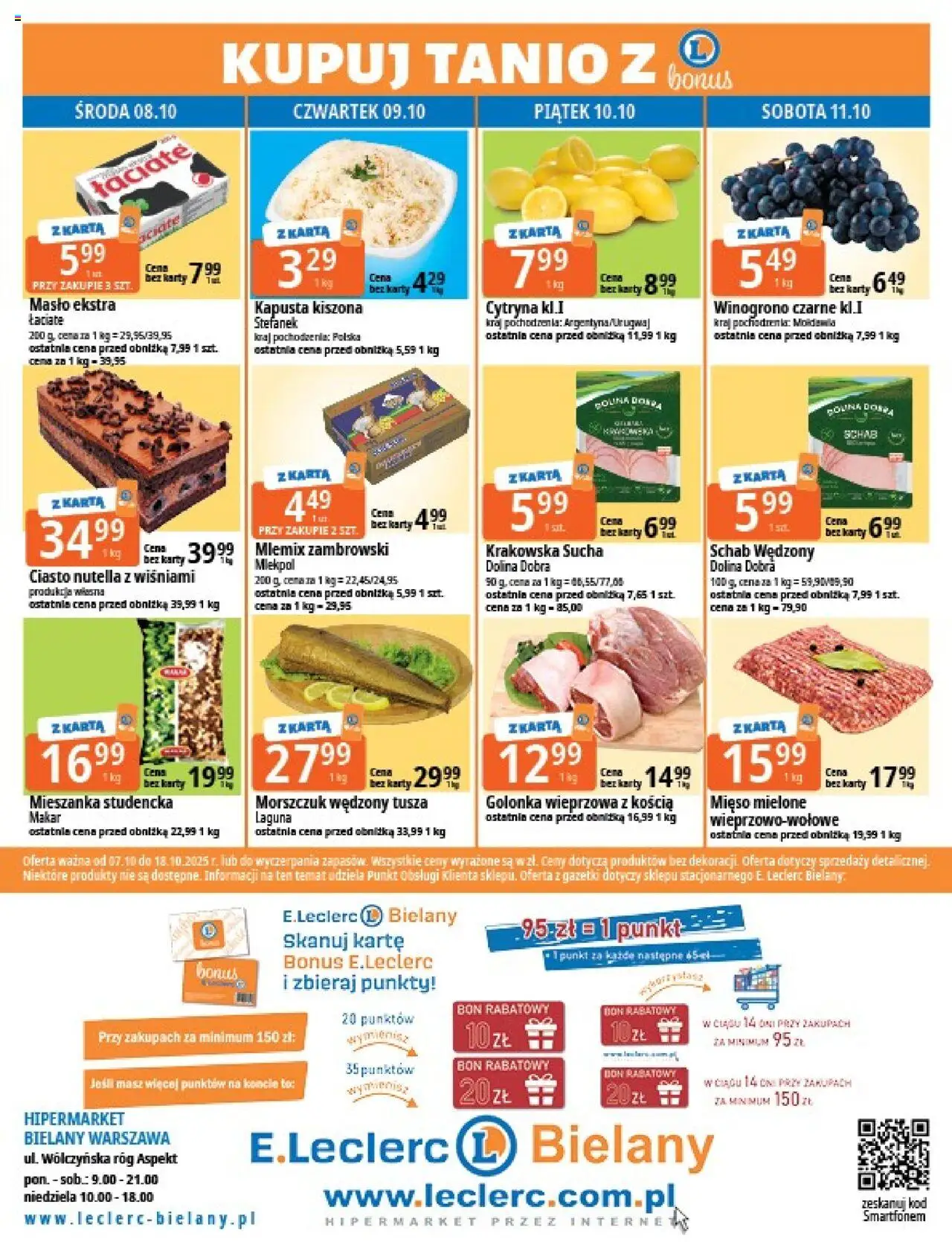 E.Leclerc Gazetka - Warszawa Bielany od 07.10.2025 | Strona: 16 | Produkty: Karta, Schab, Ciasto, Morszczuk