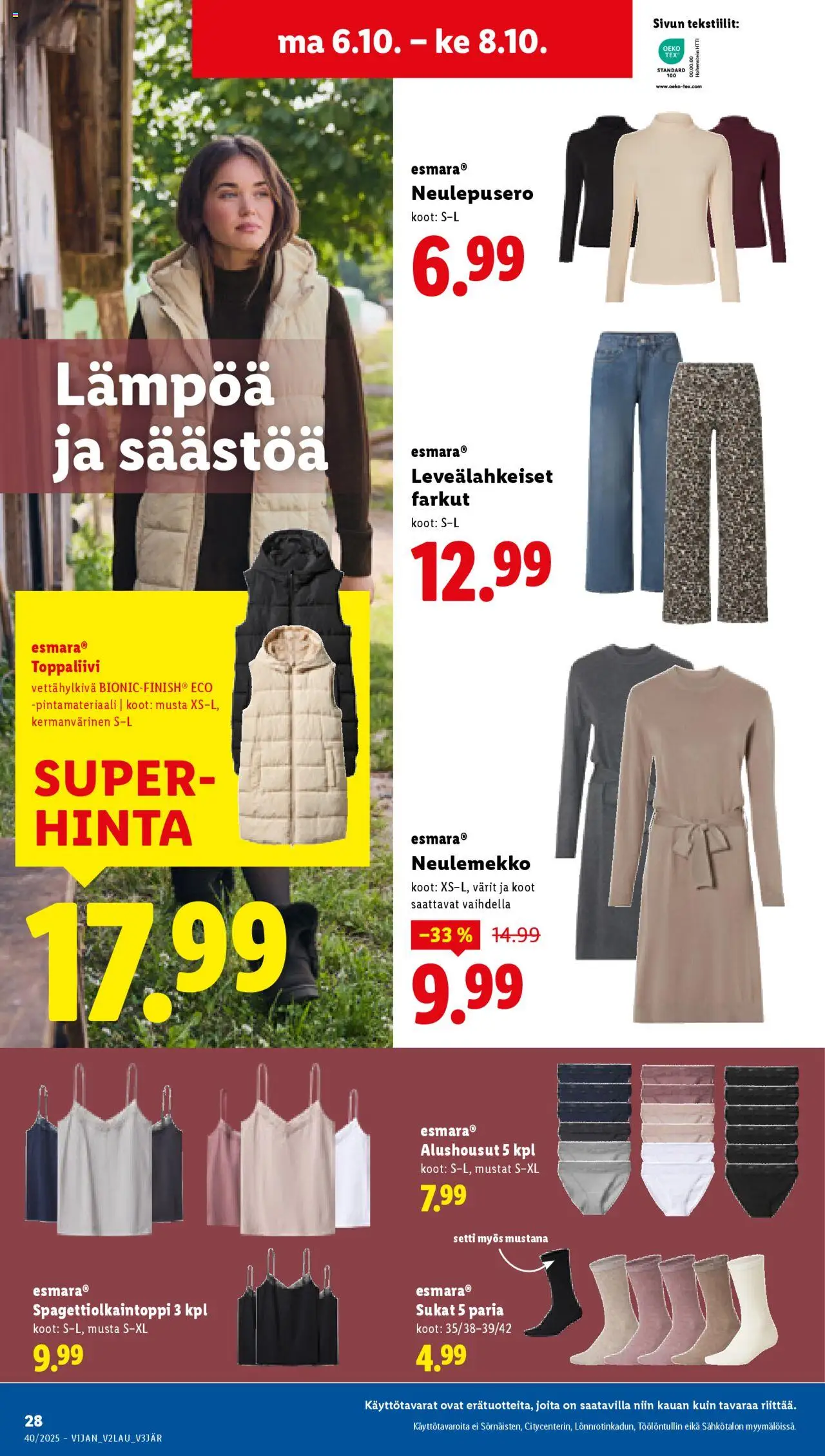 Lidl tarjoukset – voimassa 02.10.2025 alkaen | Sivu: 36 | Tuotteet: Sukat, Alushousut, Farkut