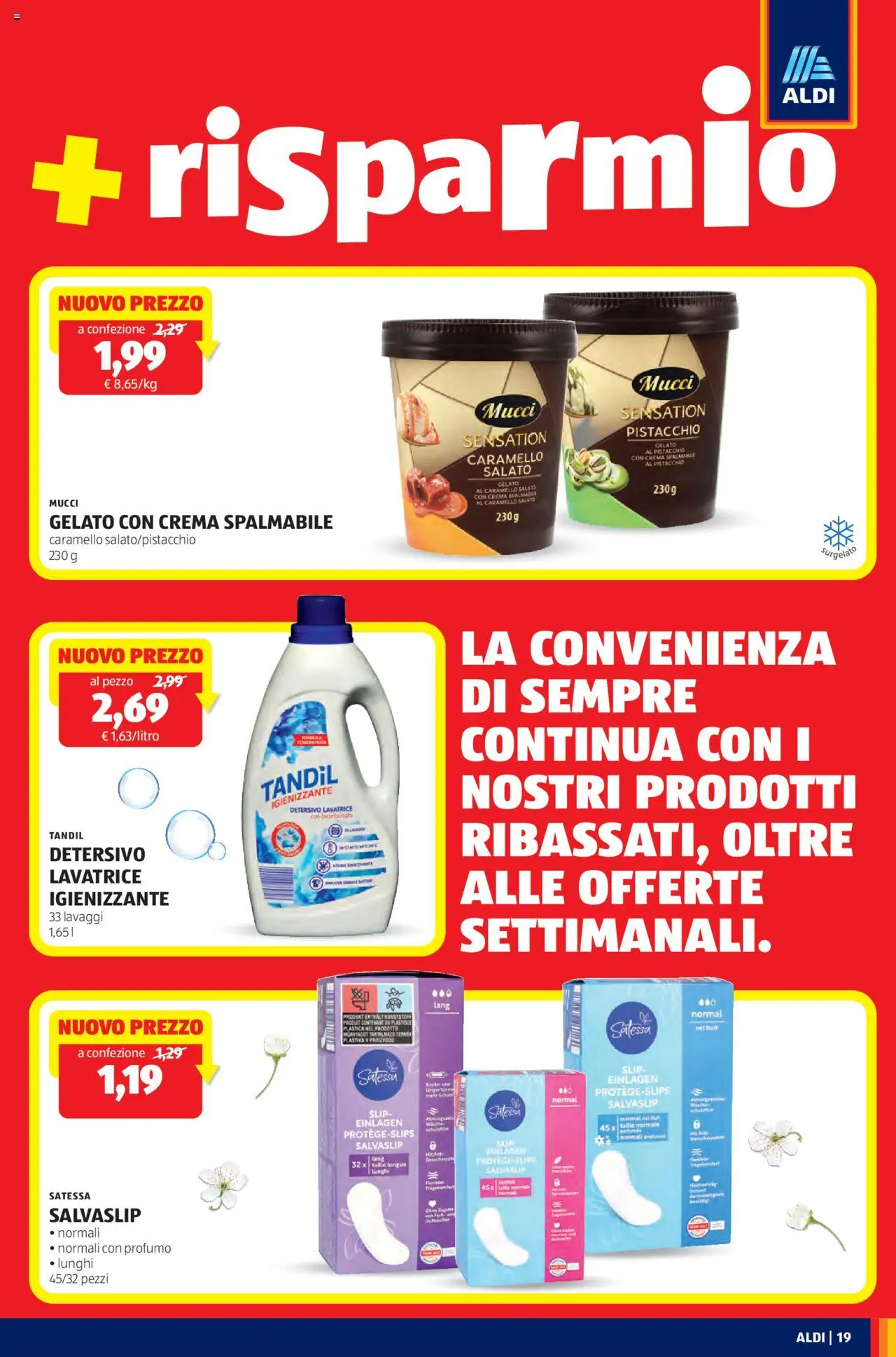 Volantino Aldi del 06.10.2025 | Pagina: 19 | Prodotti: Crema, Bicarbonato, Gelato, Slip
