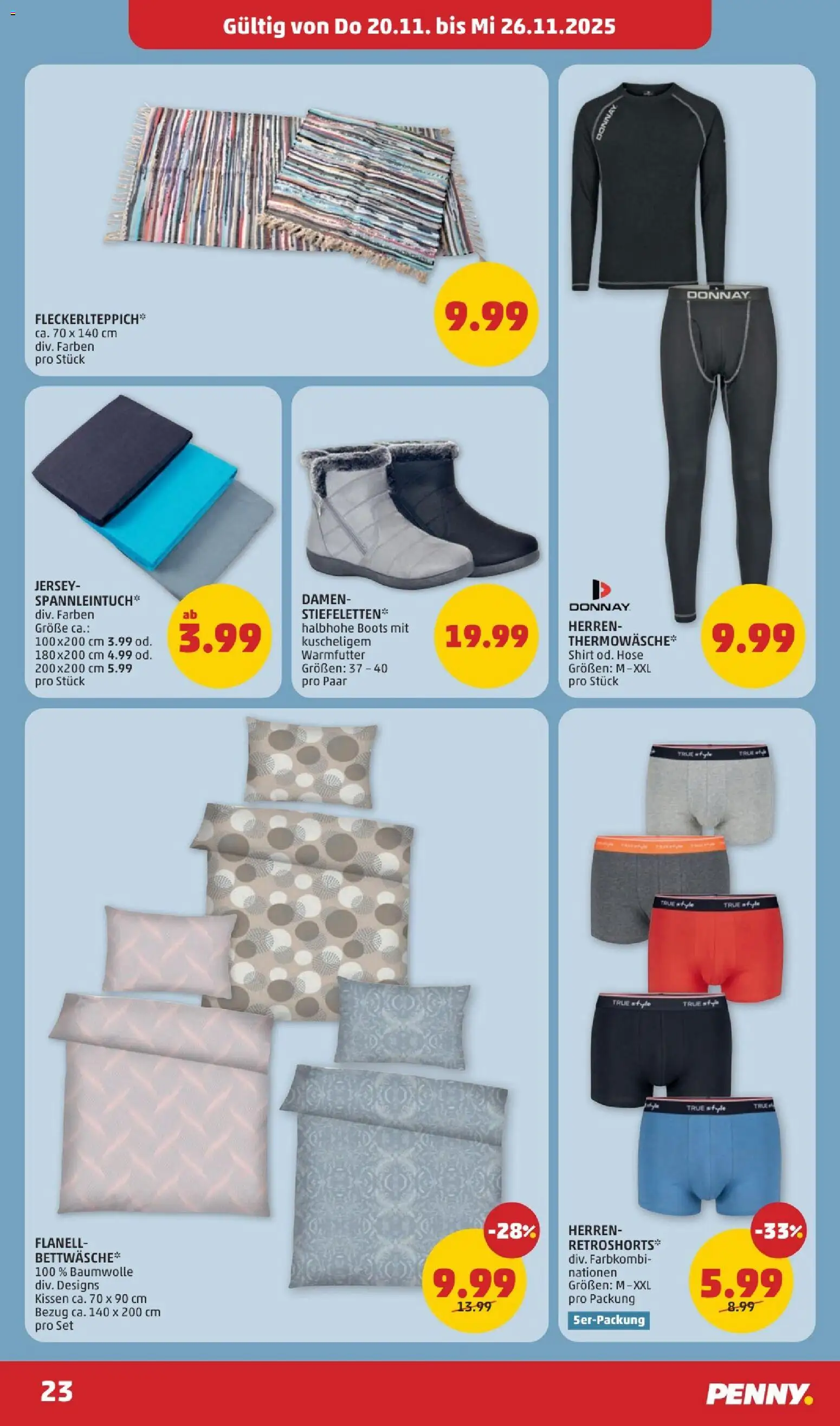 Penny Markt Flugblatt gültig ab 20.11.2025 | Seite: 23 | Produkte: Hose, Kissen