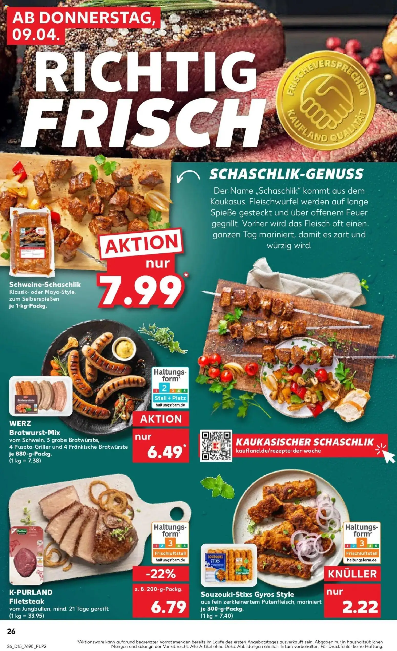 Kaufland Prospekt Kehl	 – gültig ab 07.04.2026 | Seite: 38 | Produkte: Spieße, Gyros, Steak, Fleisch