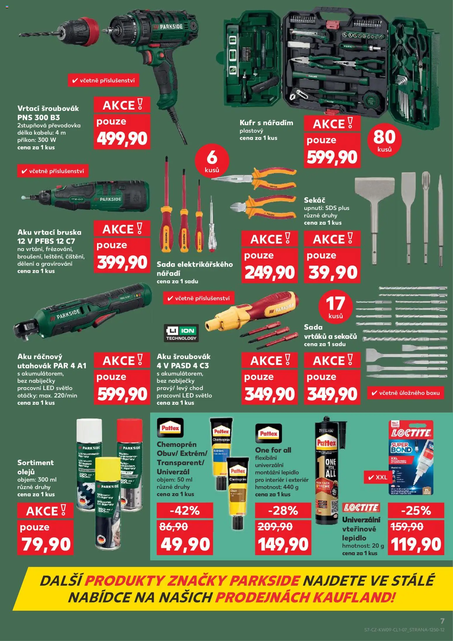 Kaufland leták - Plzeň Bory od 25.02.2026 | Strana: 7 | Produkty: Parkside, Šroubovák, Aku šroubovák, LED světlo