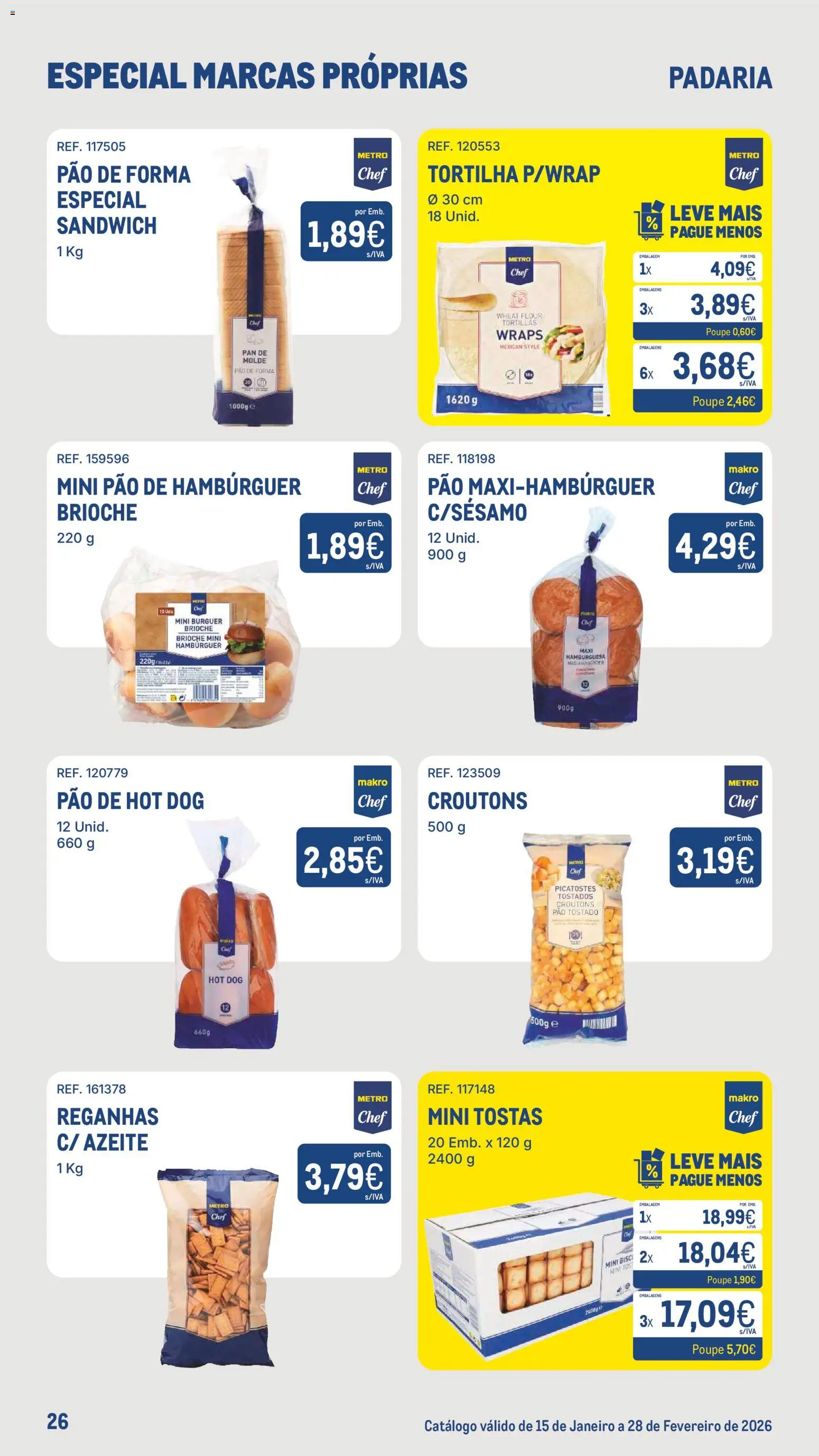 Makro Especial Marcas Próprias  │ válido de 15.01.2026 | Página: 26 | Produtos: Pão de forma, Padaria, Hambúrguer, Pão