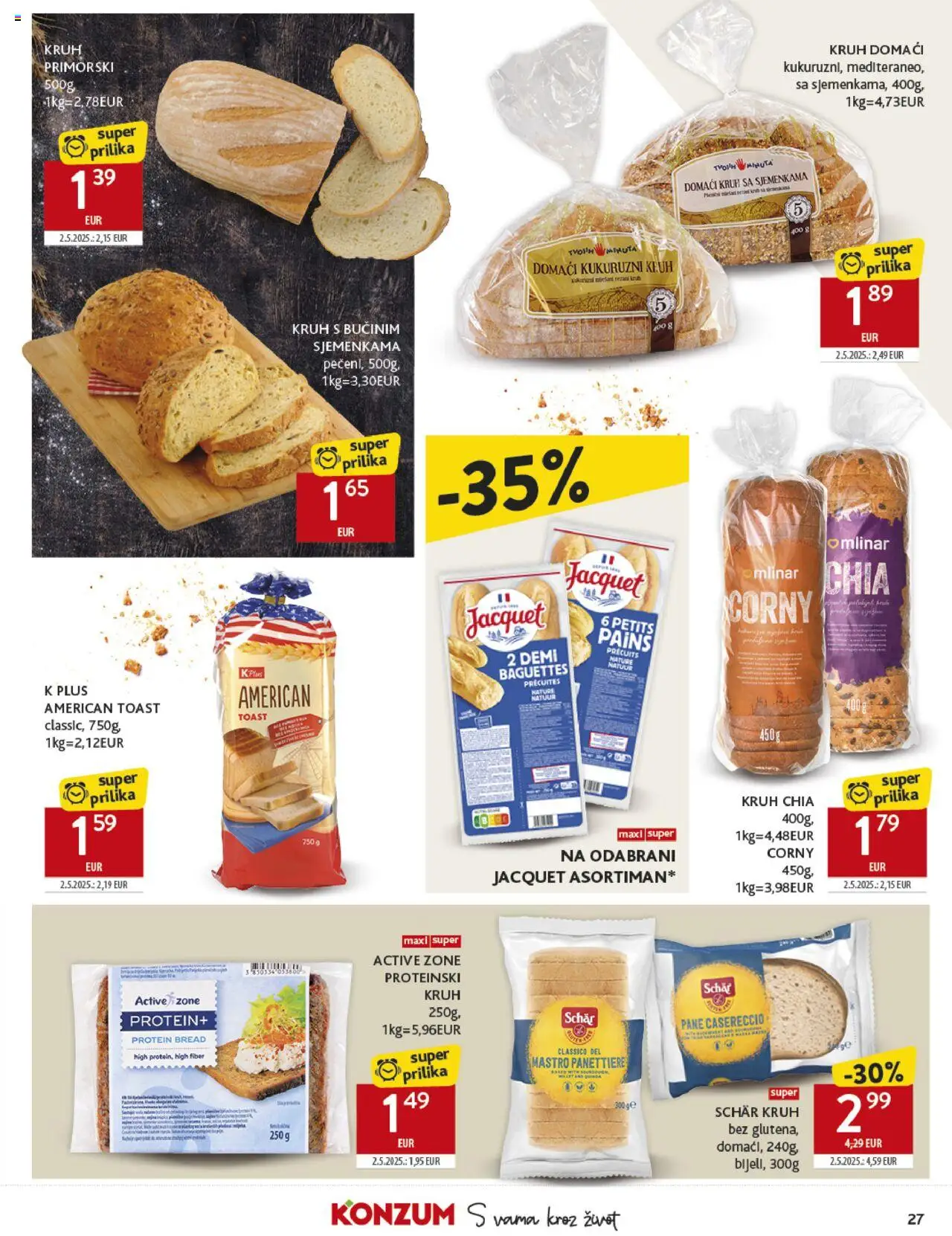 Konzum katalog | vrijedi od 01.10.2025 | Stranica: 27 | Proizvodi: Kruh, Toast