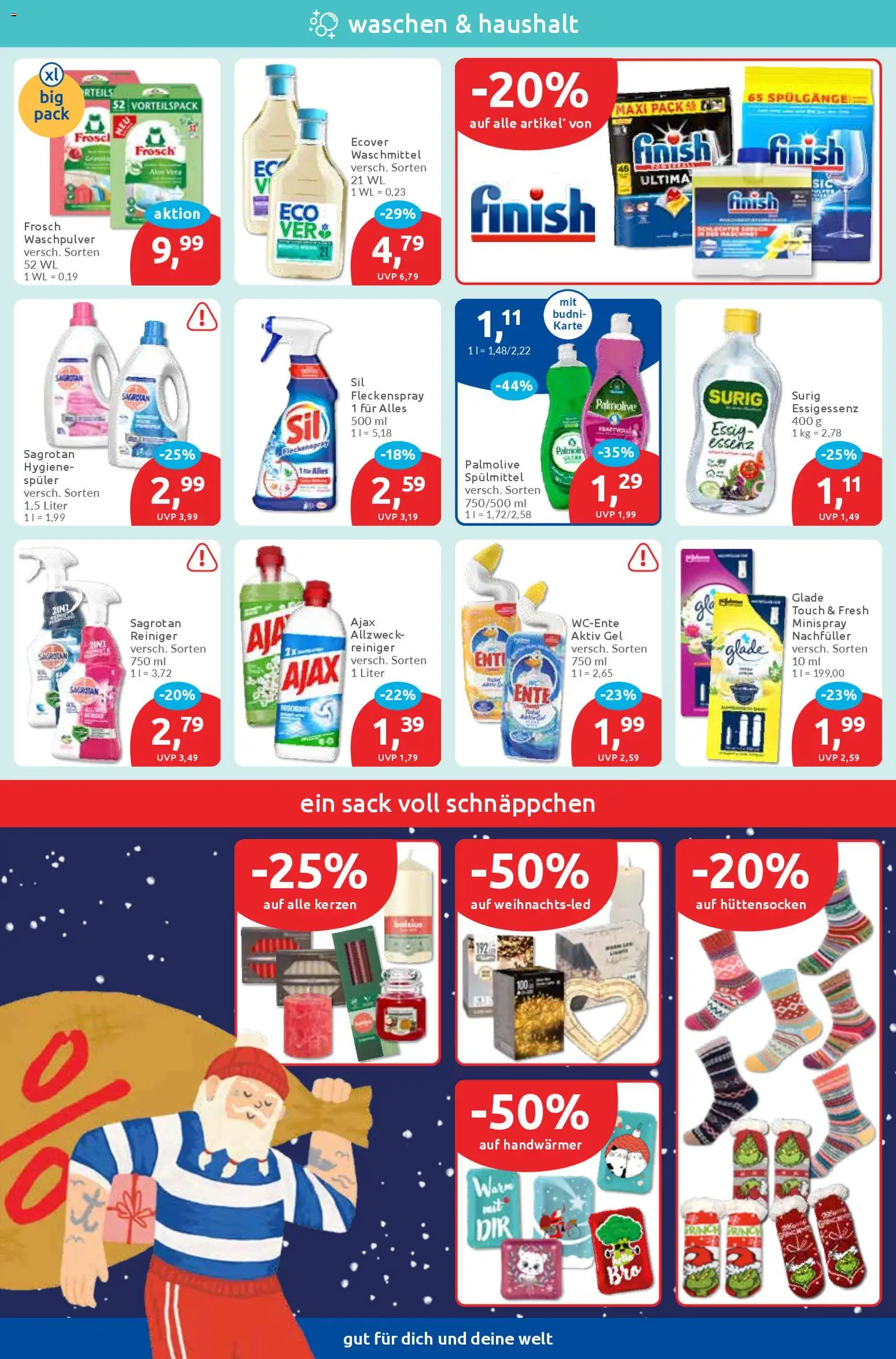 Budni Prospekt 	 – gültig ab 22.12.2025 | Seite: 4 | Produkte: Essig, Finish, Waschpulver, Waschmittel