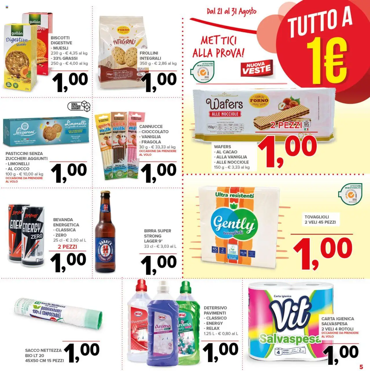 Volantino Todis del 21.08.2025 | Pagina: 5 | Prodotti: Birra, Cacao, Forno, Frollini