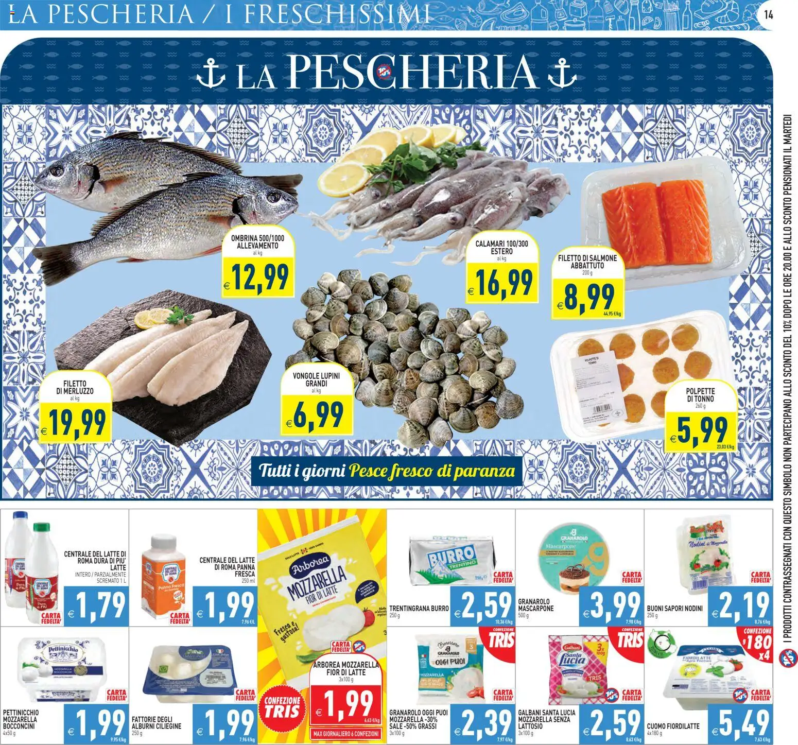 Volantino PIM Supermercati del 16.01.2026 | Pagina: 14 | Prodotti: Lupini, Salmone, Pesce, Latte