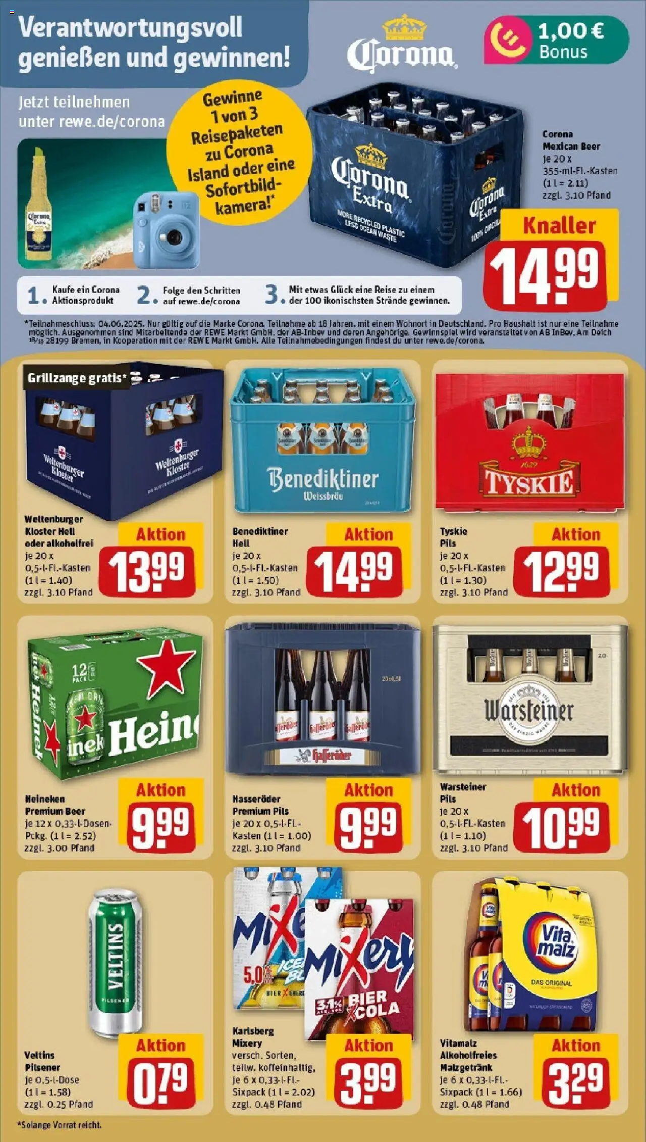 Rewe prospekt Habichtswald/Ehlen	 - gültig ab dem 25.05.2025 | Seite: 15 | Produkte: Bier, Warsteiner, Mixery, Veltins