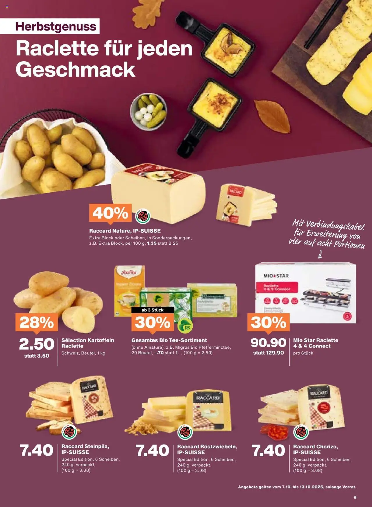 Migros Aktionen – gültig ab 07.10.2025 | Seite: 9 | Produkte: Kartoffeln, Raclette, Grill