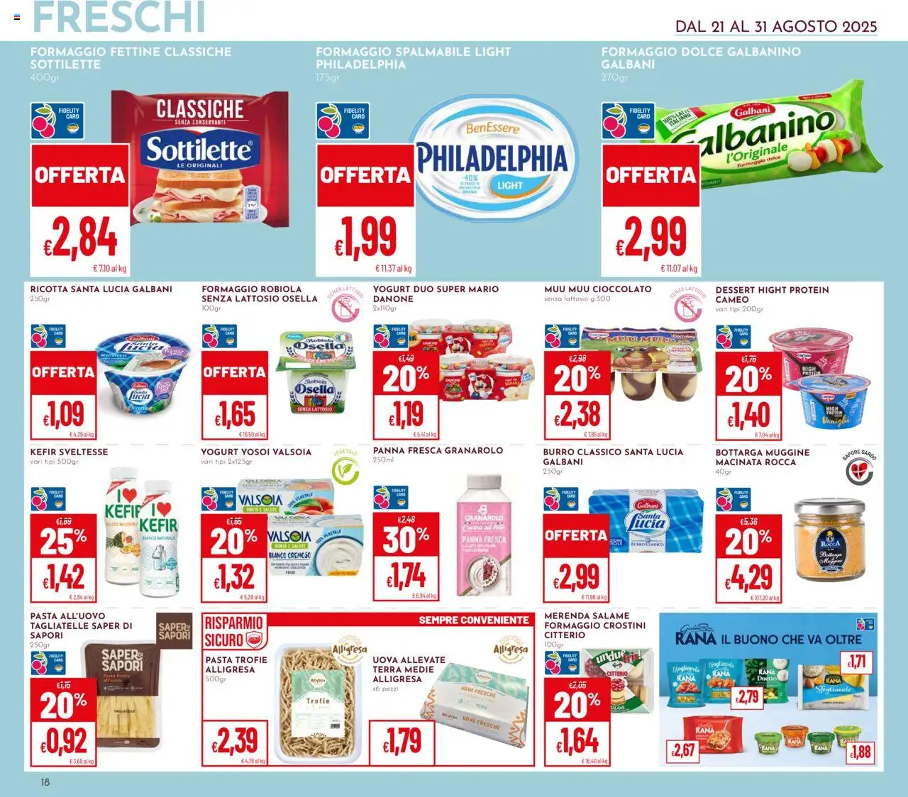 Volantino Pan del 21.08.2025 | Pagina: 18 | Prodotti: Yogurt, Cioccolato, Panna, Crostini