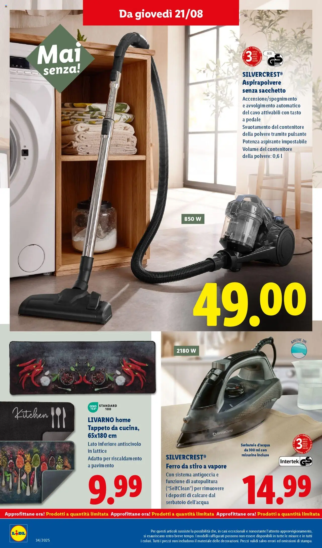 Volantino Lidl del 18.08.2025 | Pagina: 44 | Prodotti: Pavimento, Contenitore, Aspirapolvere, Tappeto