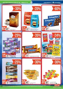 ČIA MARKET leidinys galioja nuo 06.01.2026 | Puslapis: 10 | Prekių: Pica, Guminukai, Šokoladinis batonėlis, Saldainiai