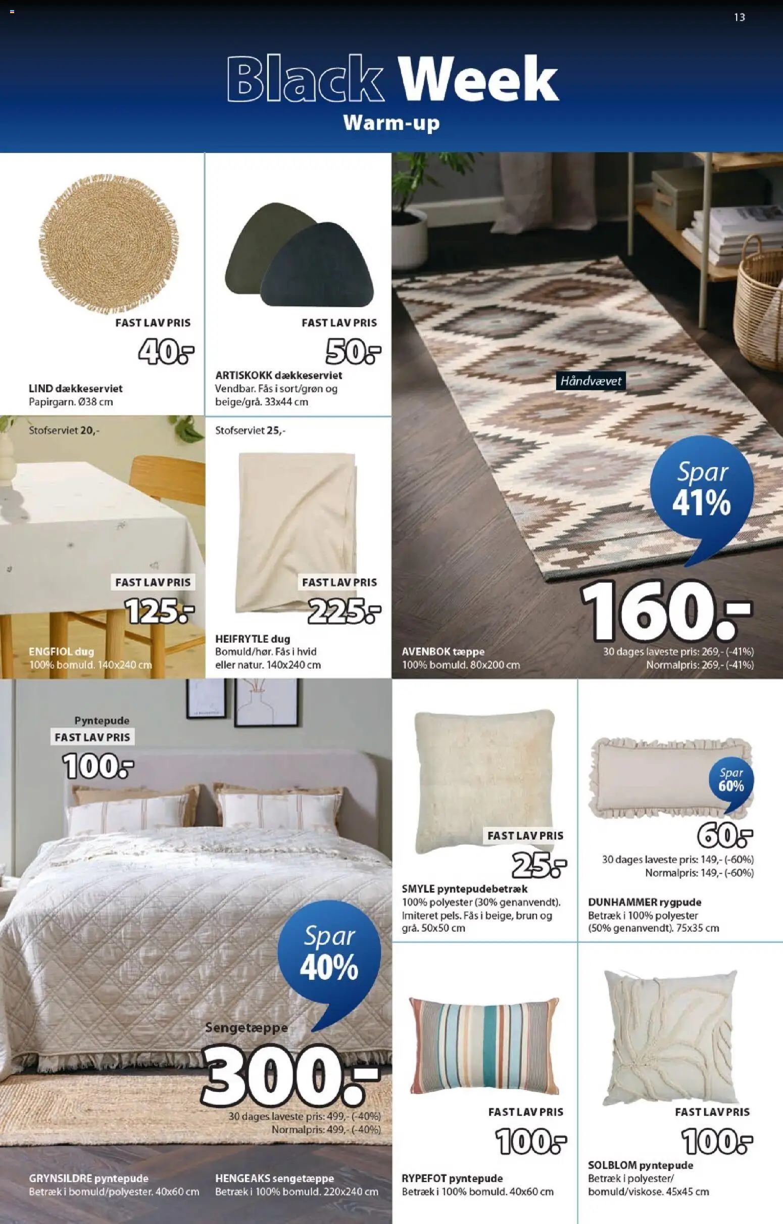 JYSK tilbudsavis – gyldig fra 14.11.2025 | Side: 13 | Produkter: Tæppe